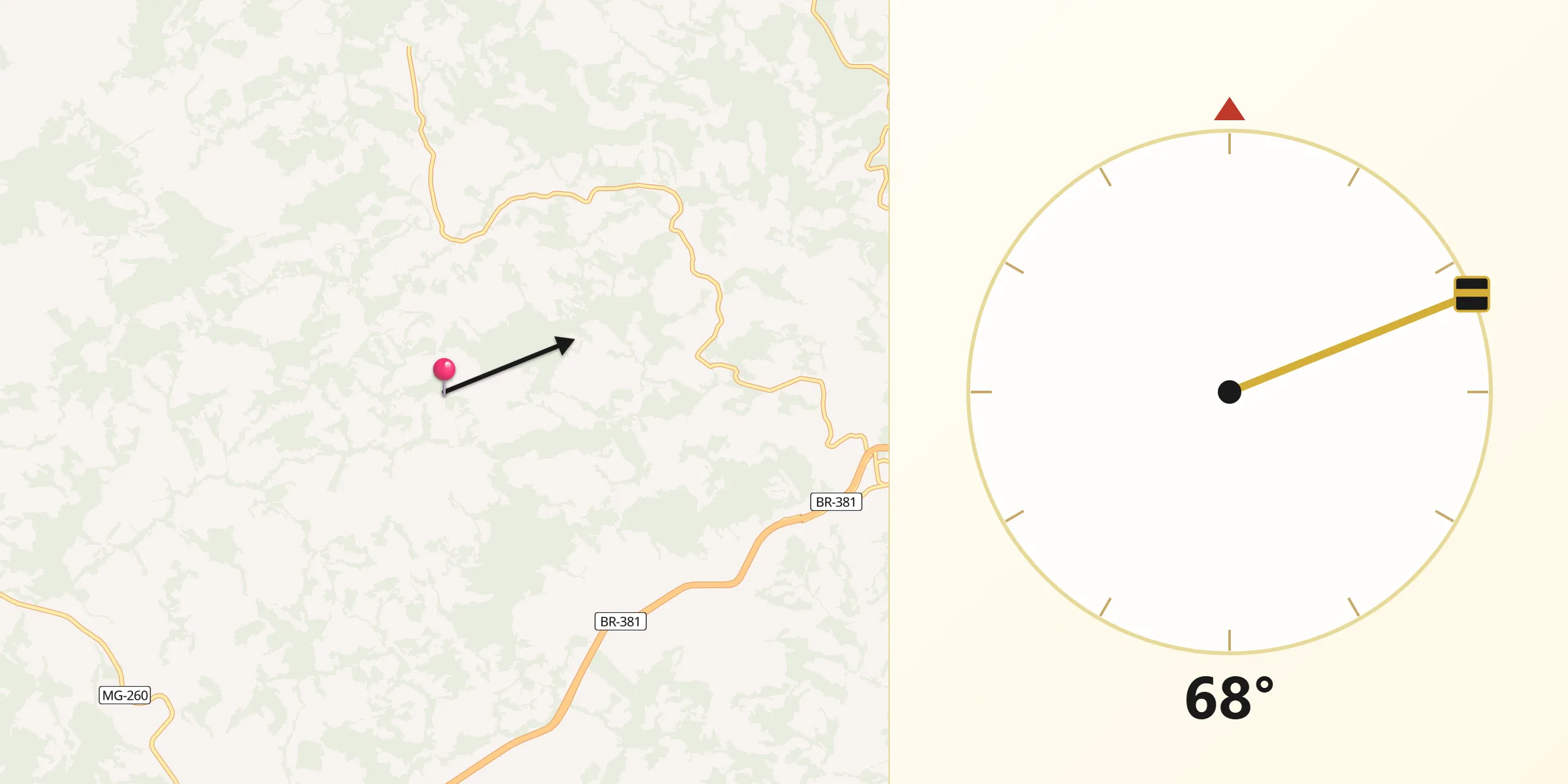 Direção da Qibla a partir de Itaguara
