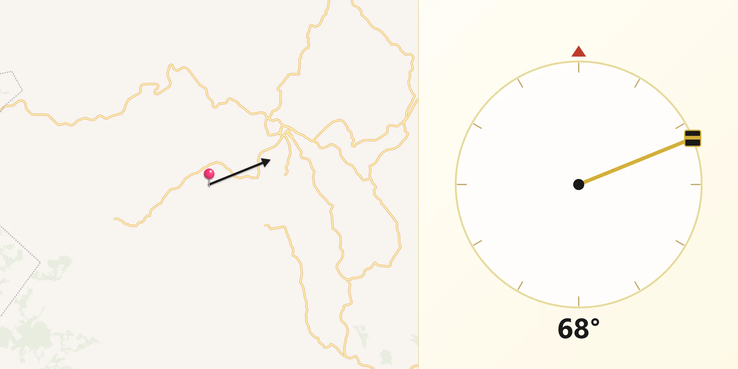 Direção da Qibla a partir de Crucilândia