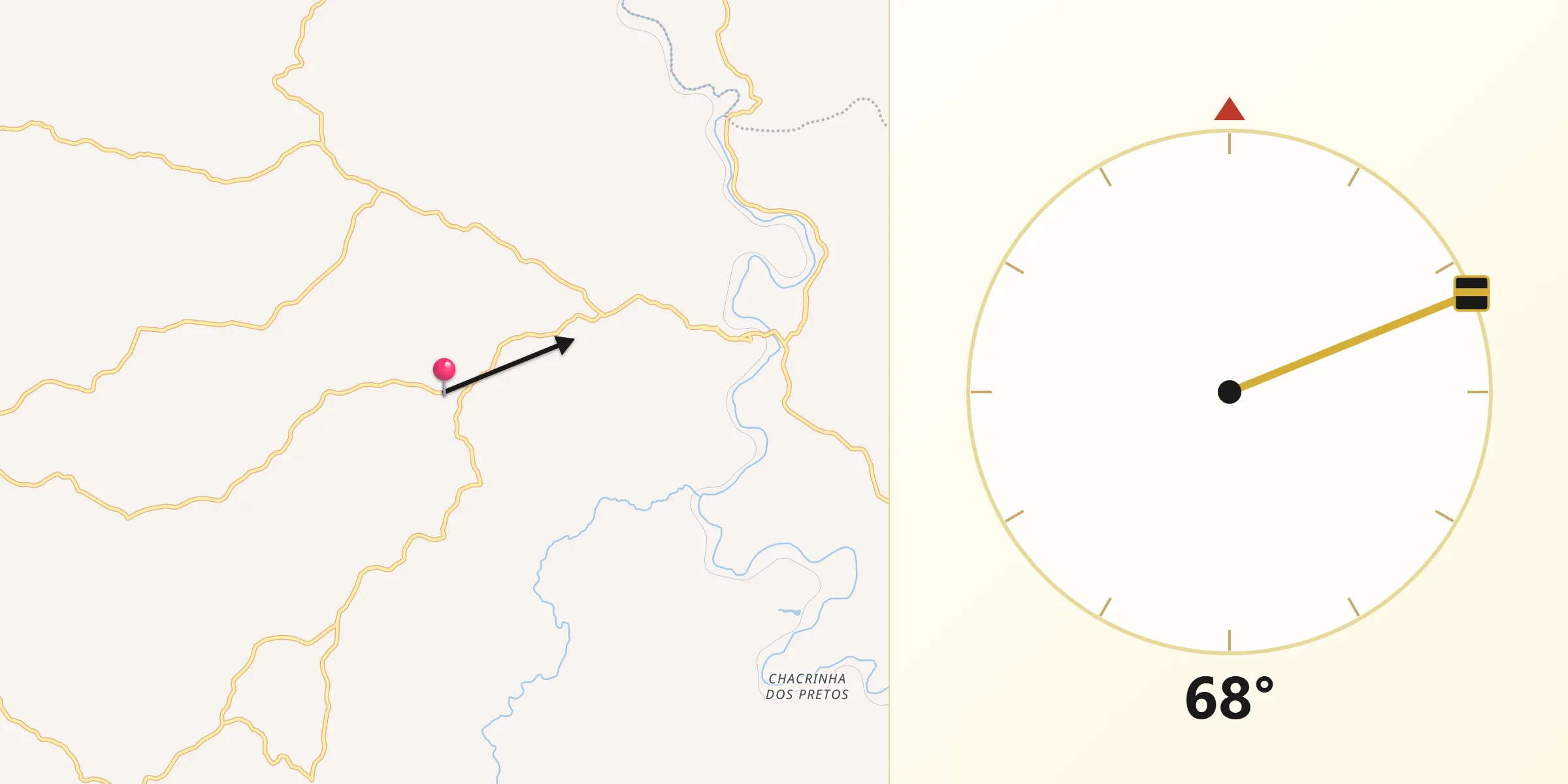 Direção da Qibla a partir de Belo Vale