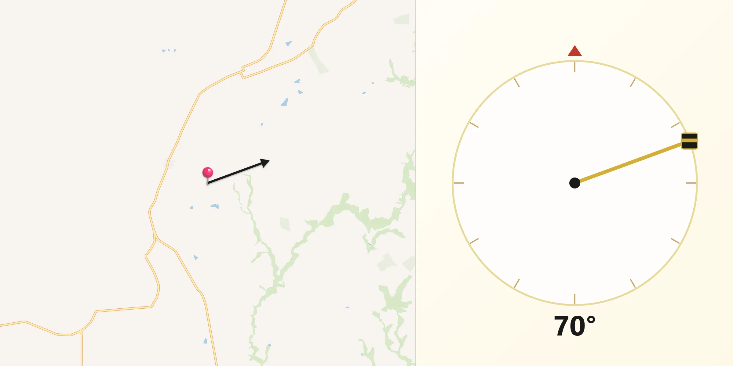 Direção da Qibla a partir de São João das Duas Pontes