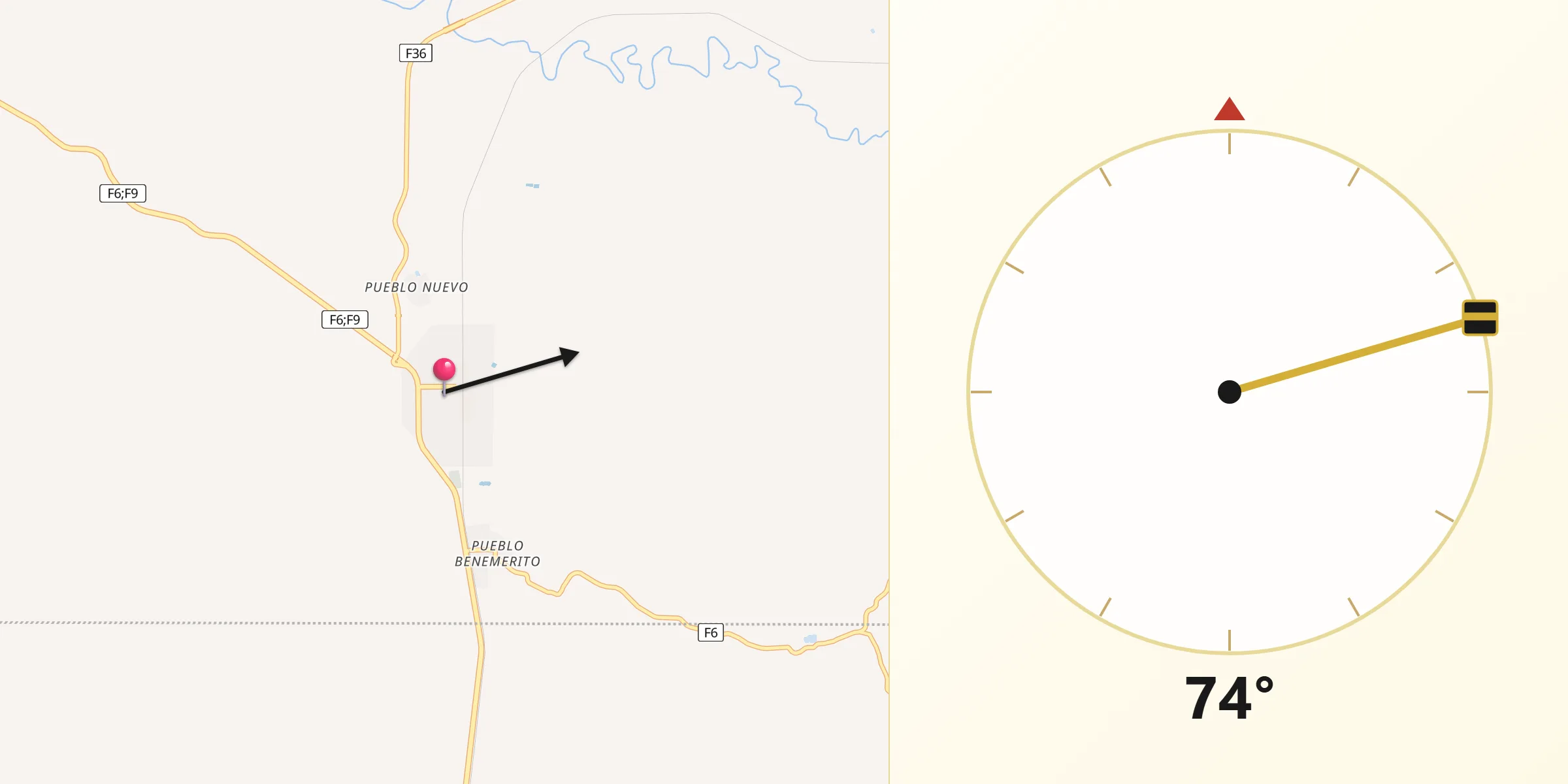 Dirección de la Qibla desde Boyuibe