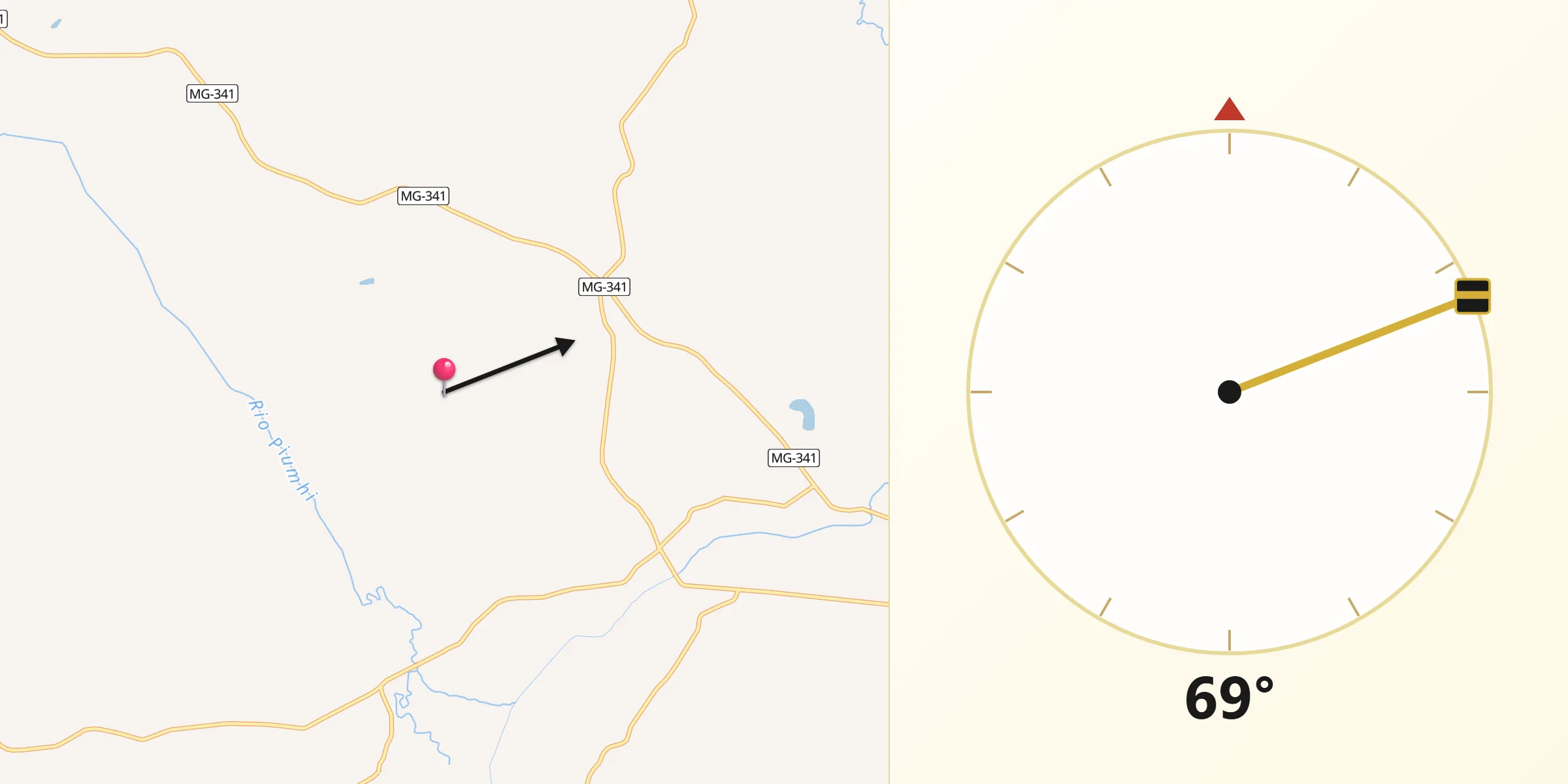 Direção da Qibla a partir de Piumhi
