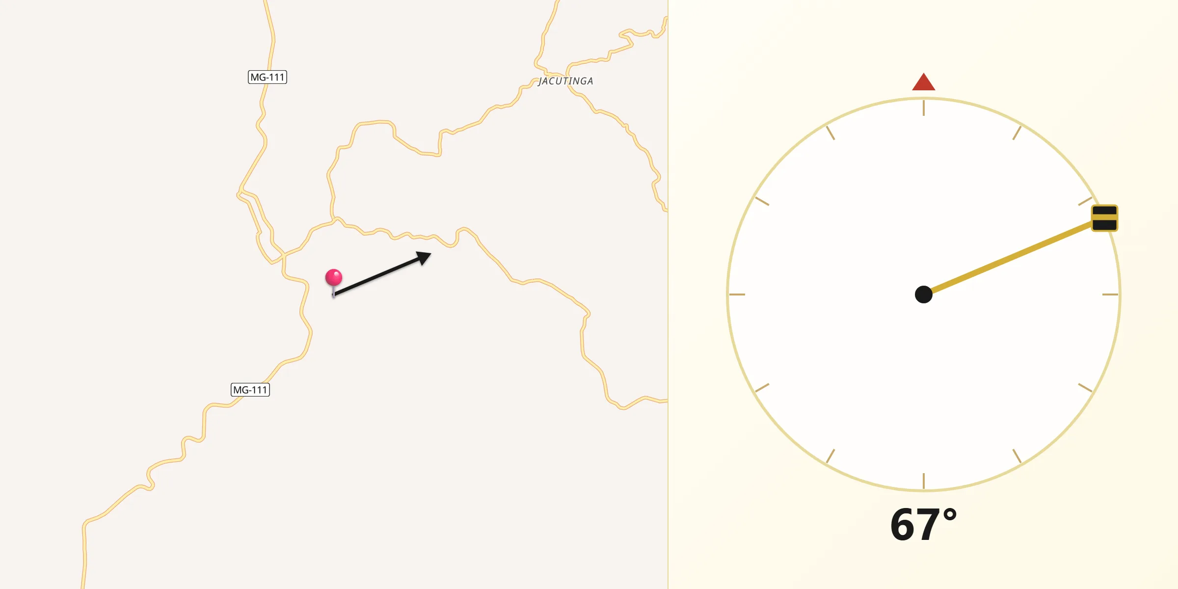 Direção da Qibla a partir de Alto Jequitibá