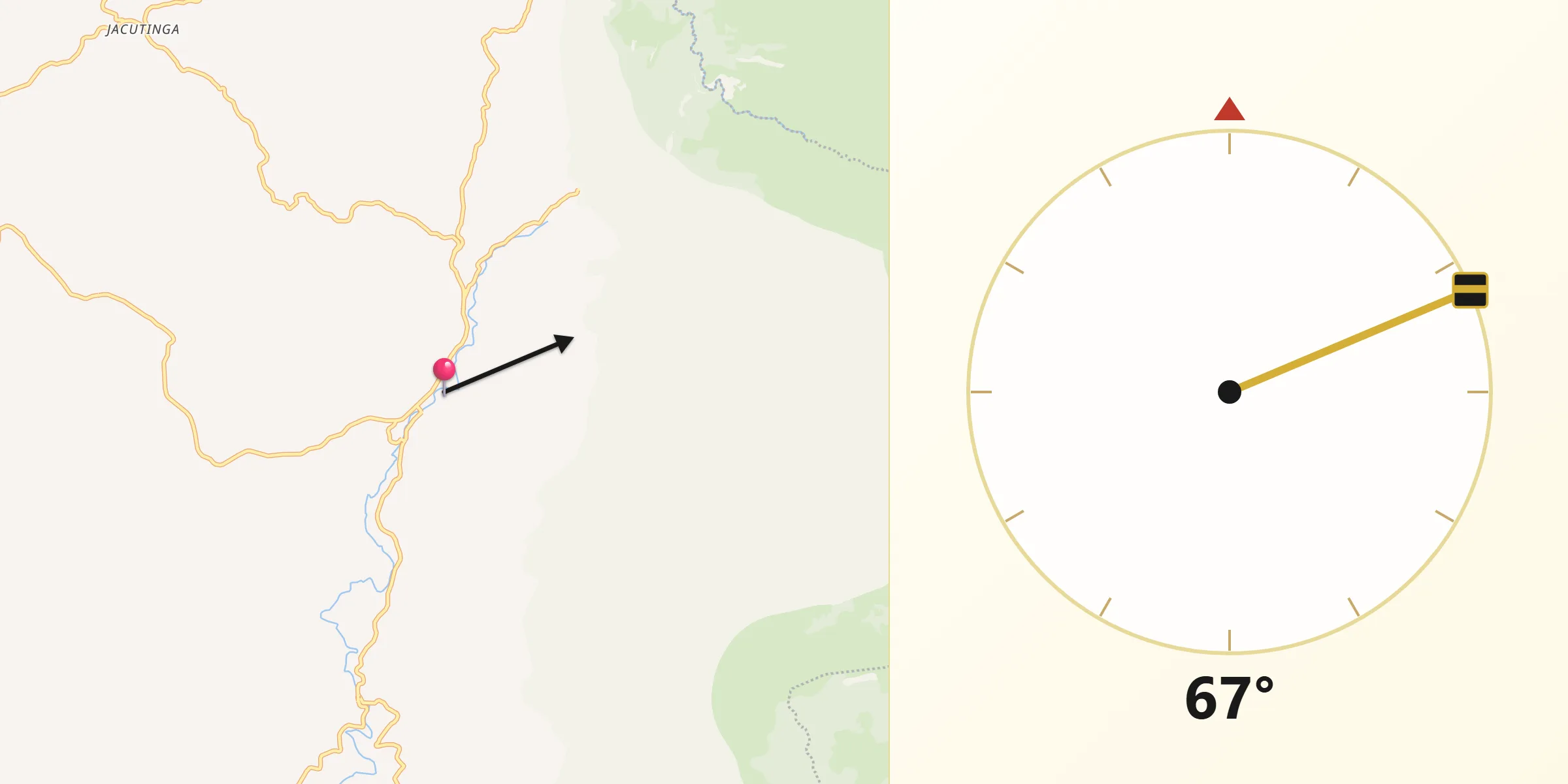 Direção da Qibla a partir de Alto Caparaó