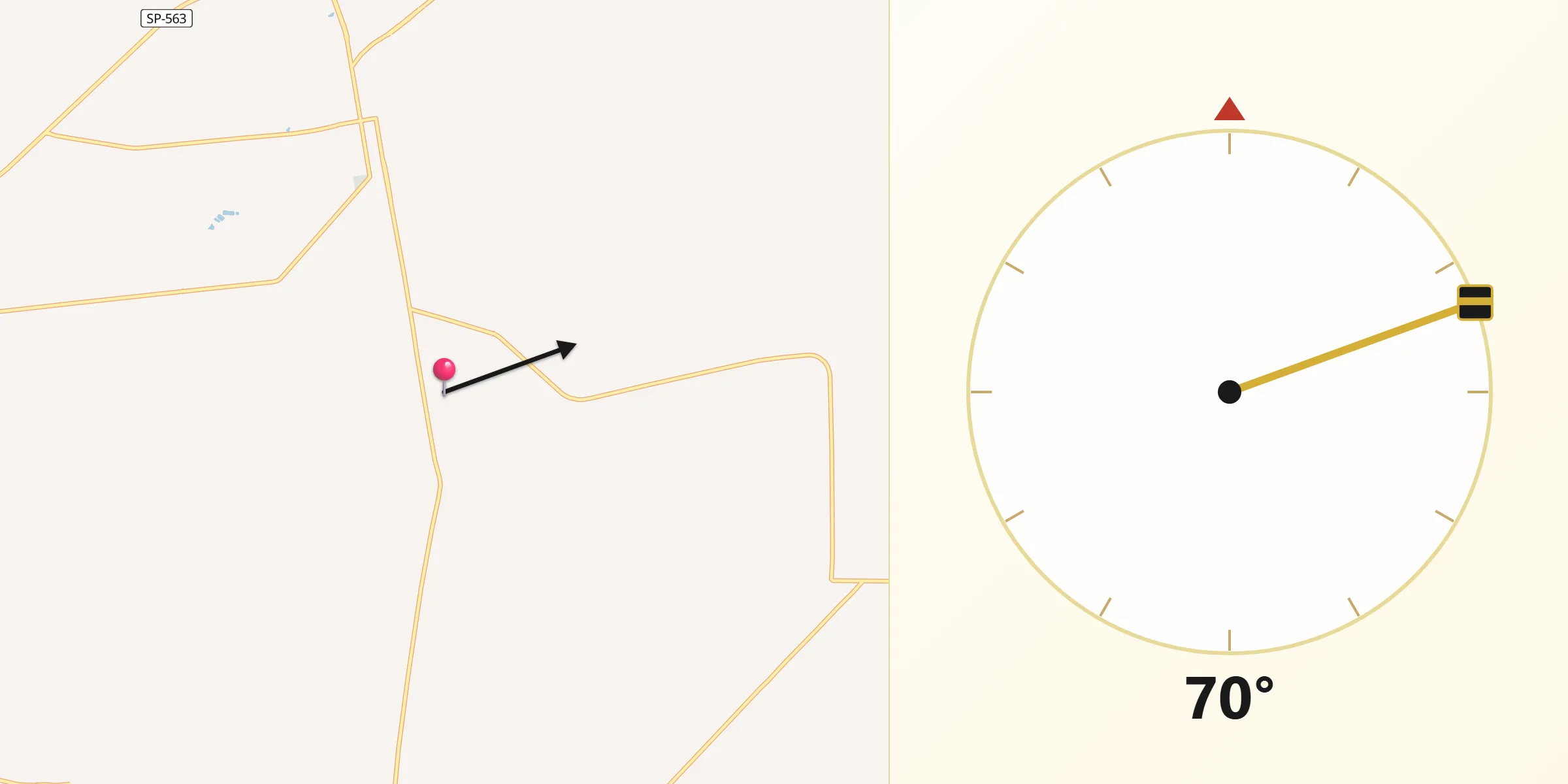 Direção da Qibla a partir de Palmeira d'Oeste