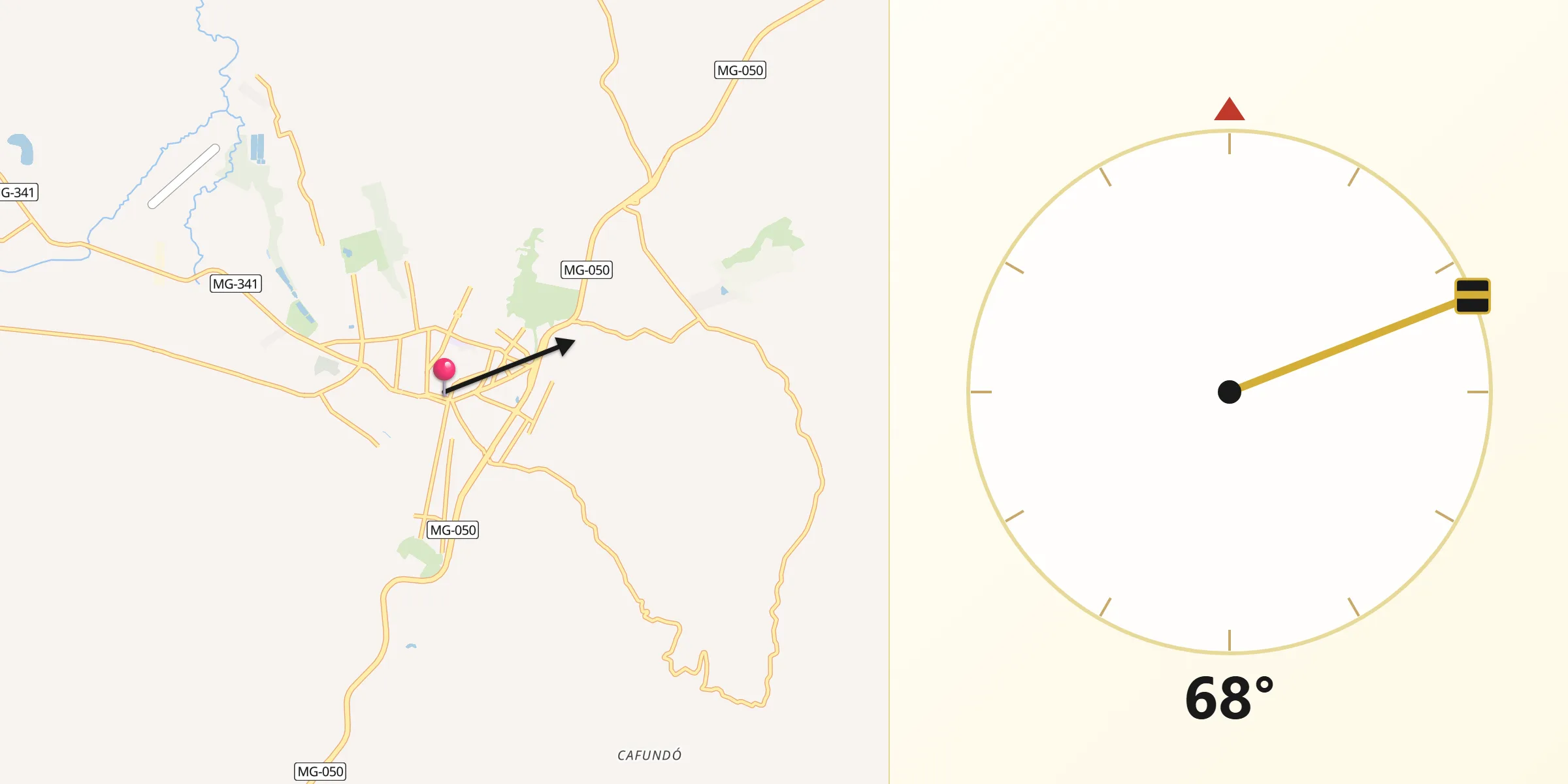 Direção da Qibla a partir de Piuí