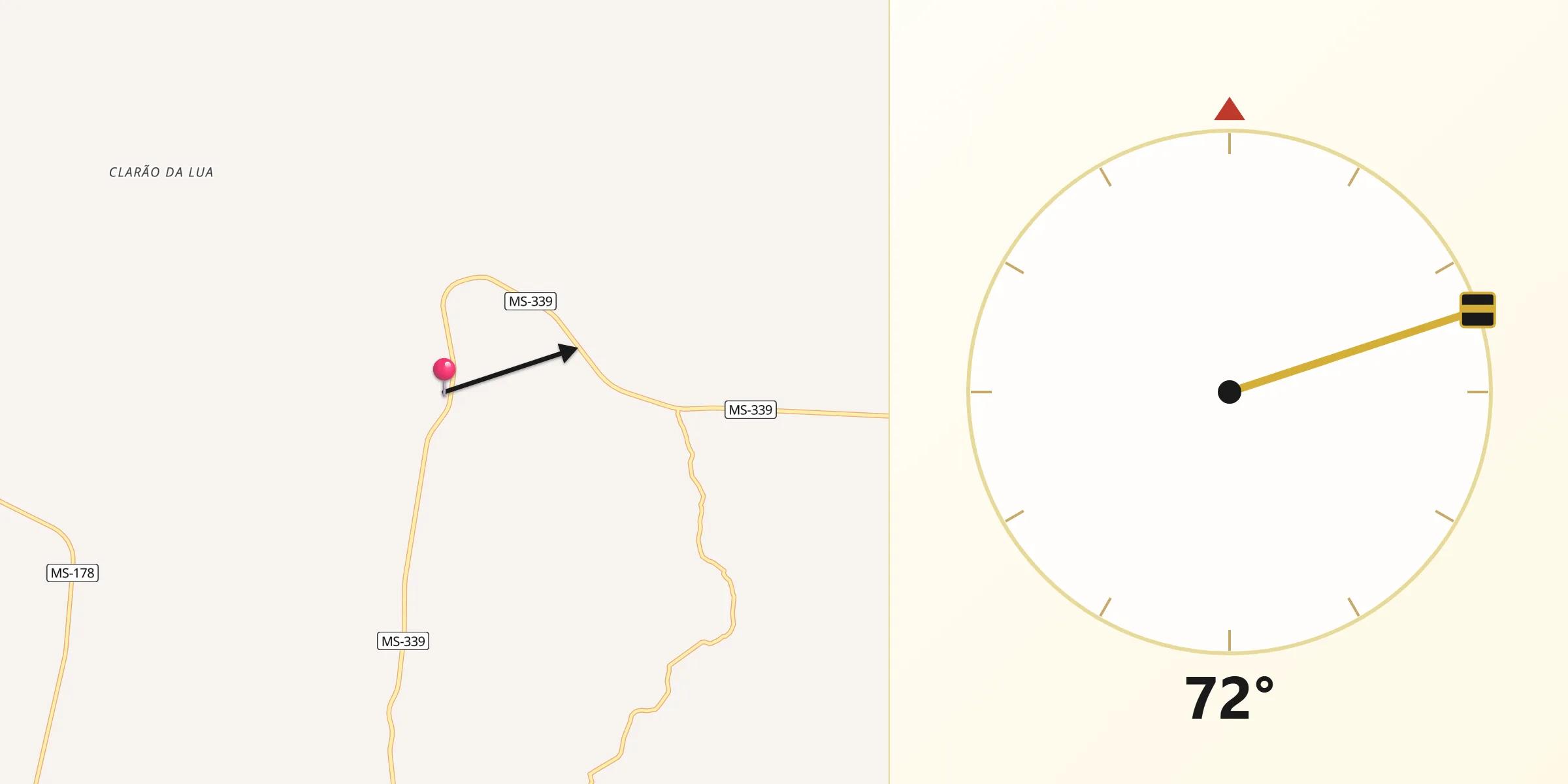 Direção da Qibla a partir de Bodoquena