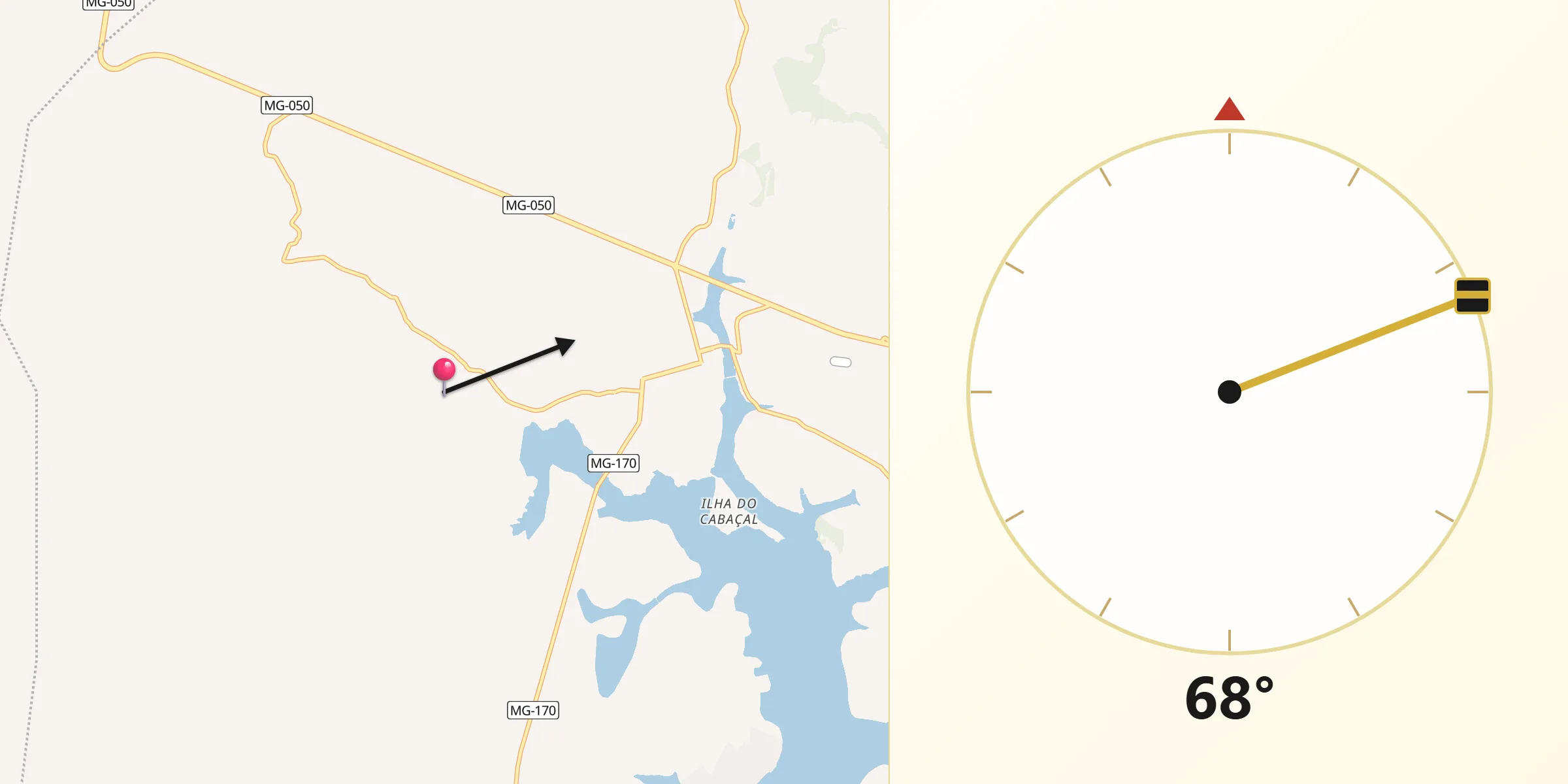 Direção da Qibla a partir de Pimenta
