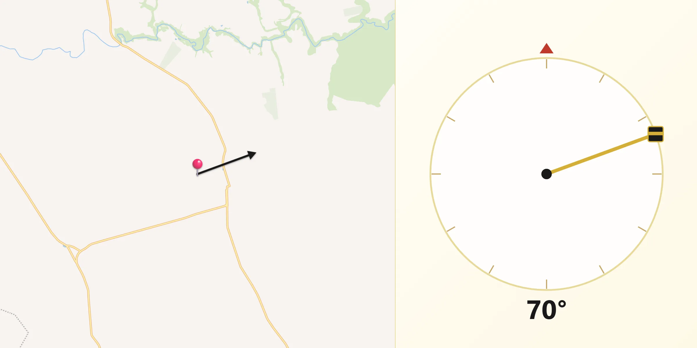 Direção da Qibla a partir de São João de Iracema