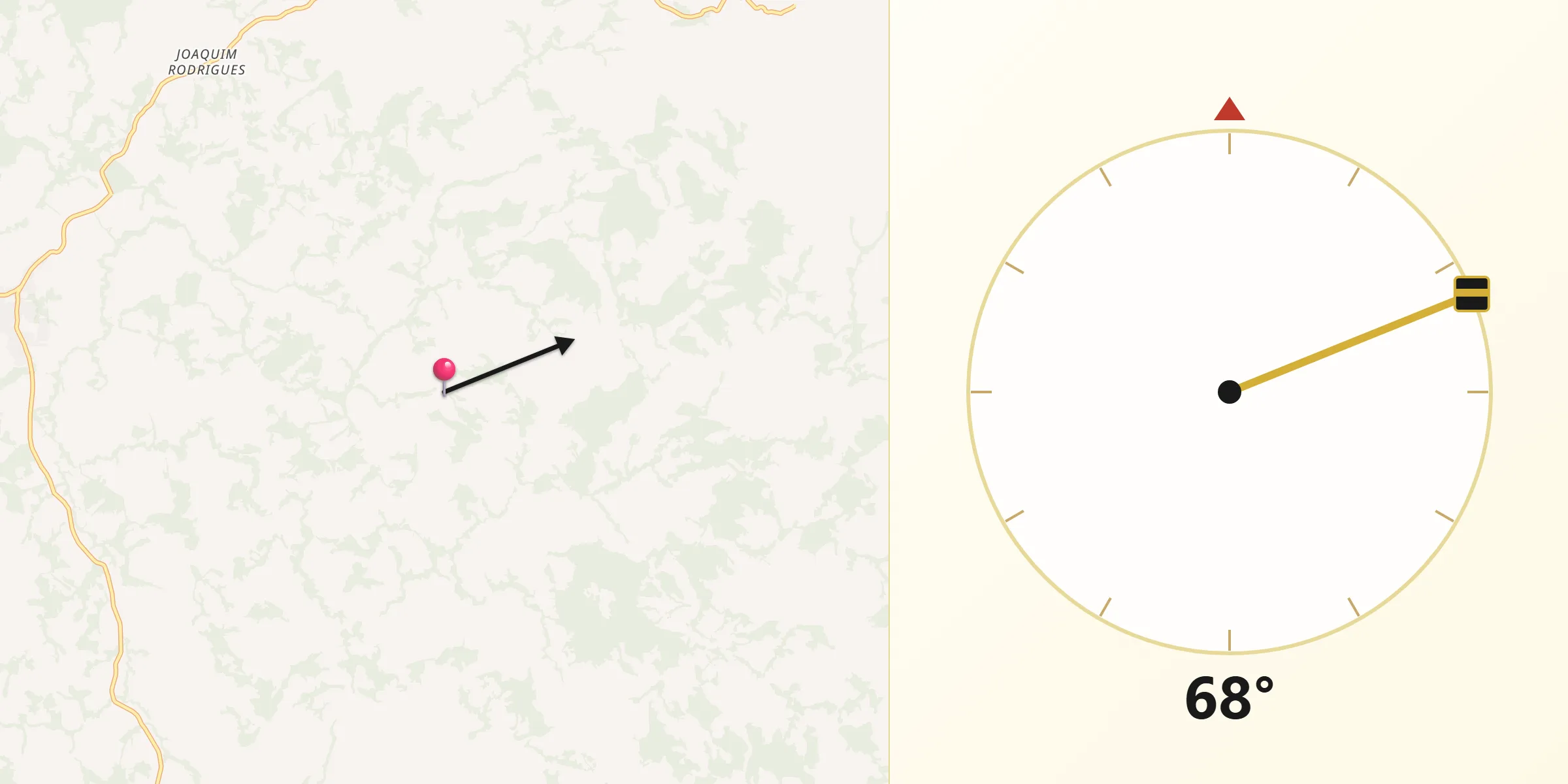 Direção da Qibla a partir de Piracema