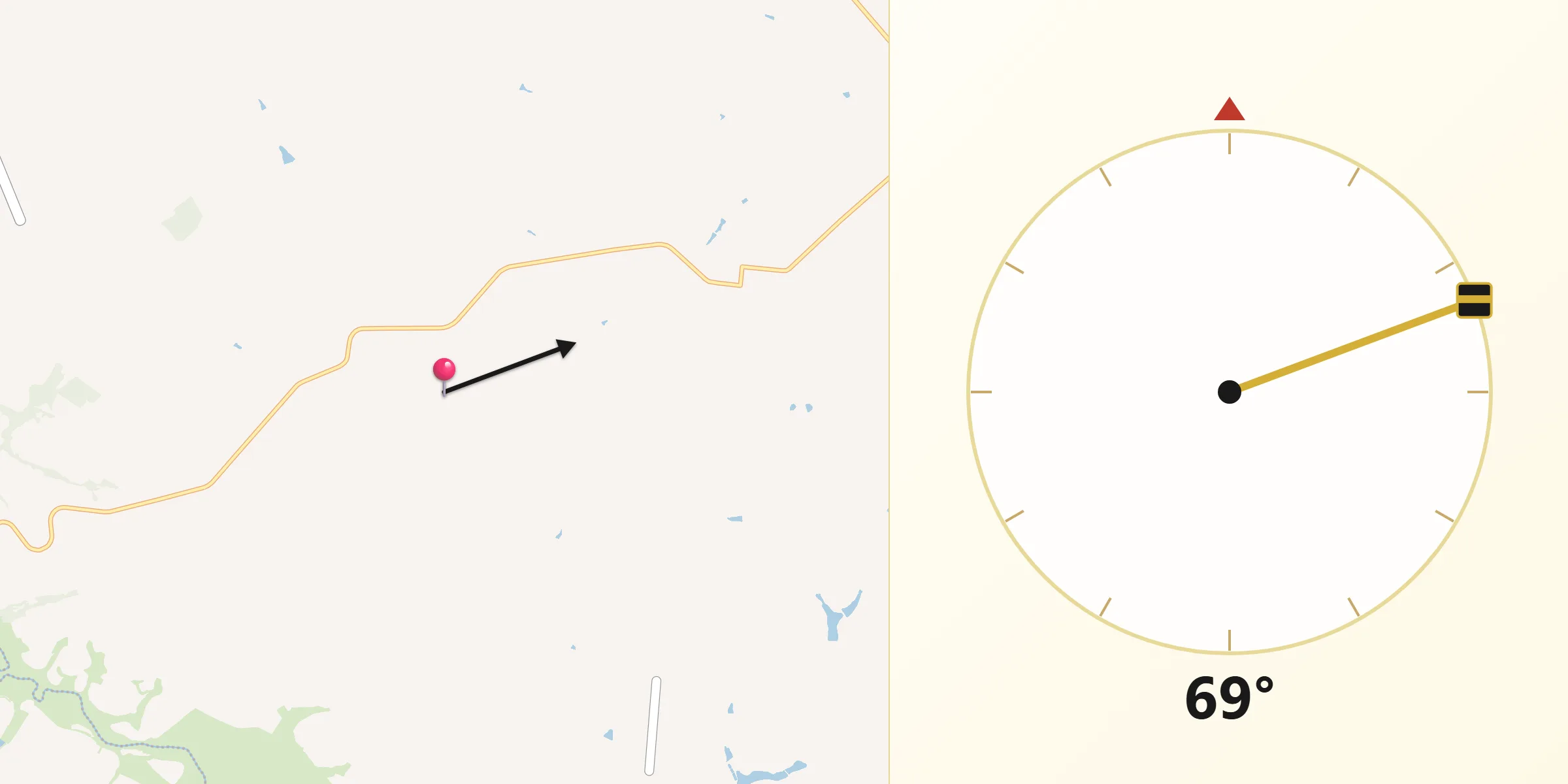 Direção da Qibla a partir de Altair