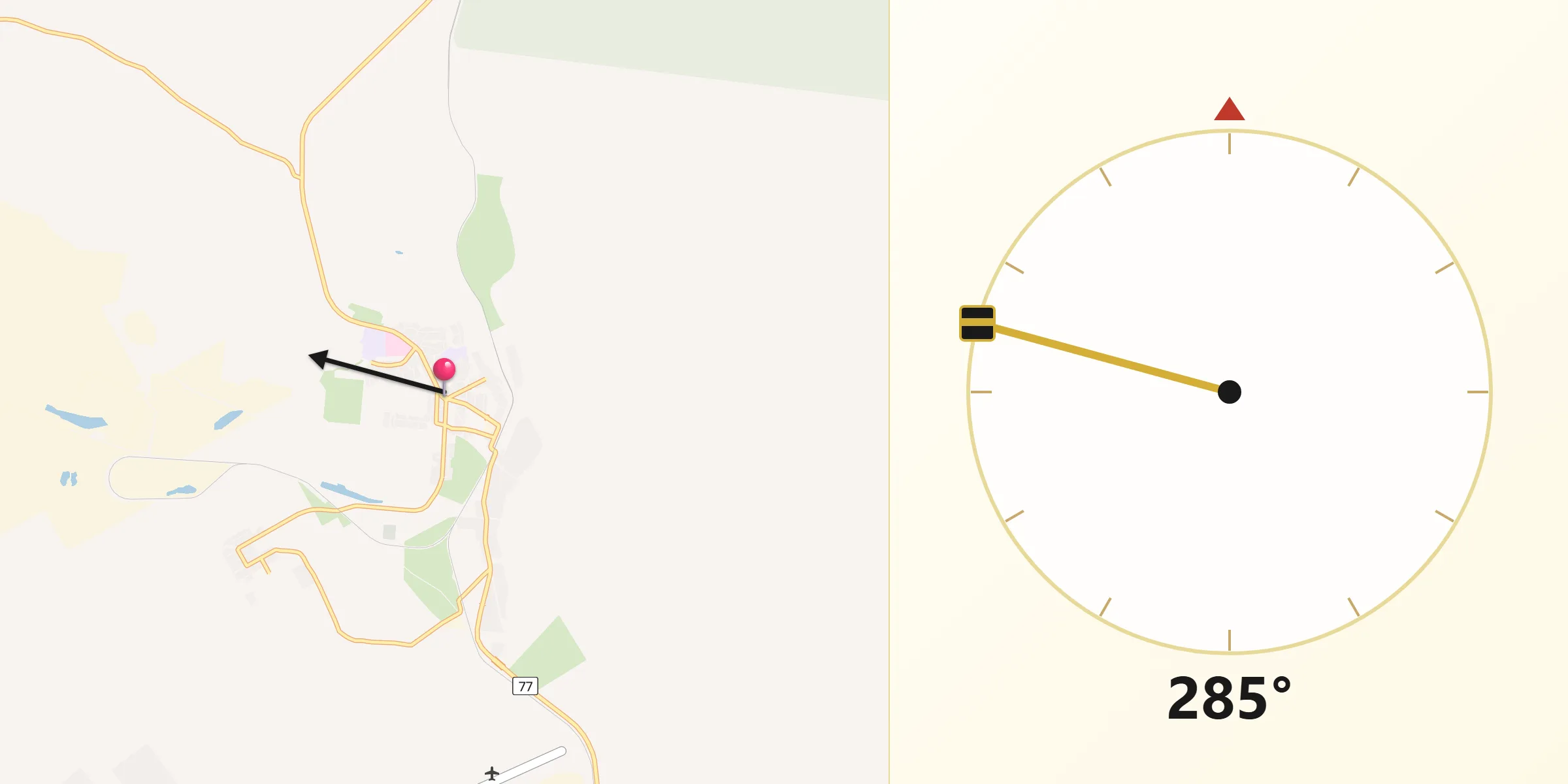 Qibla Direction from Collinsville