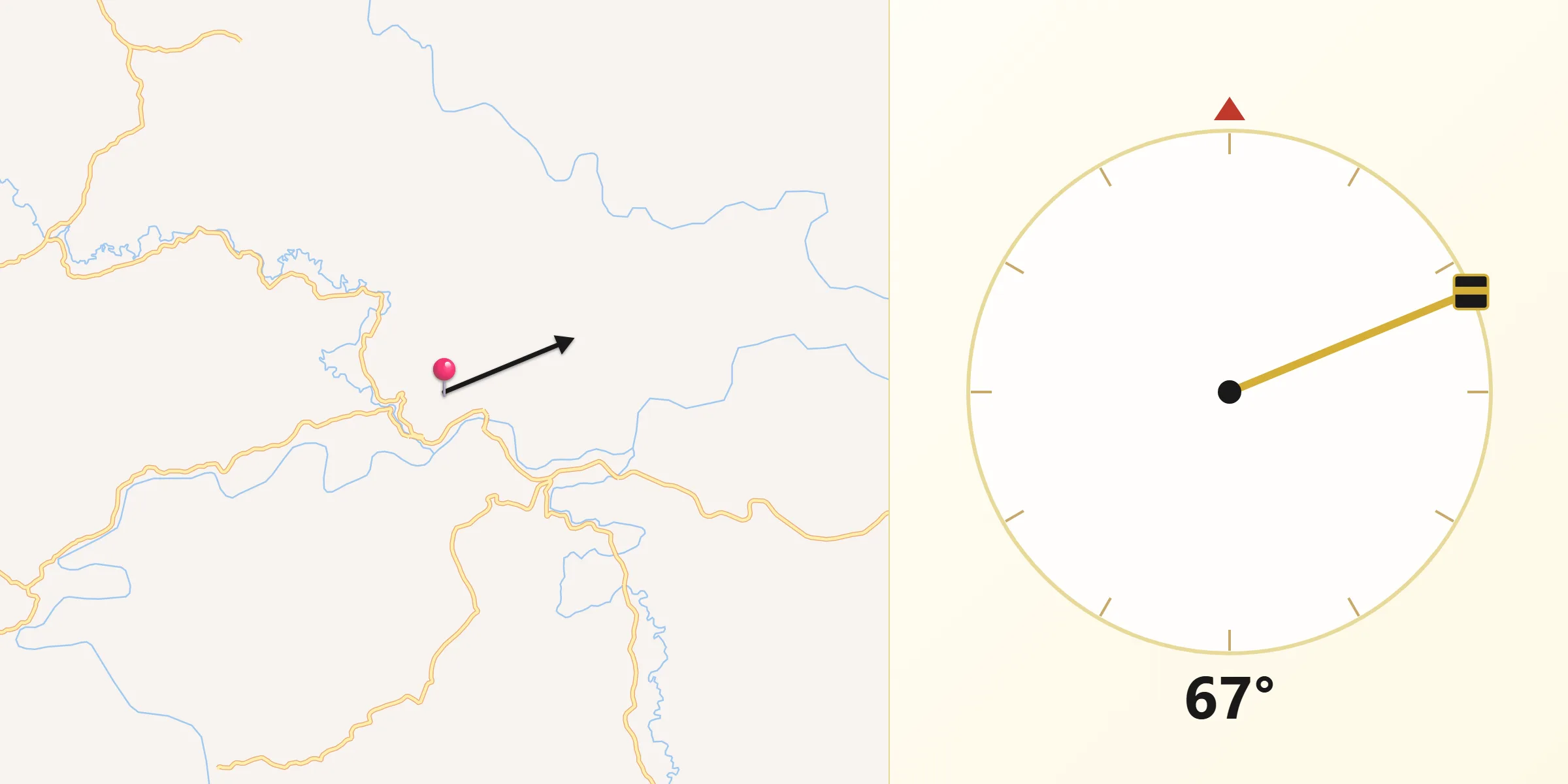 Direção da Qibla a partir de Guaraciaba
