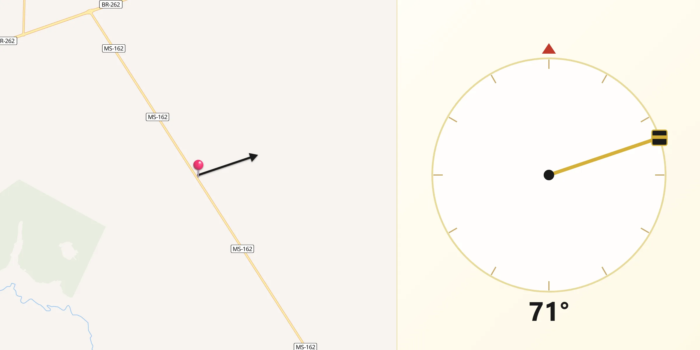 Direção da Qibla a partir de Dois Irmãos do Buriti