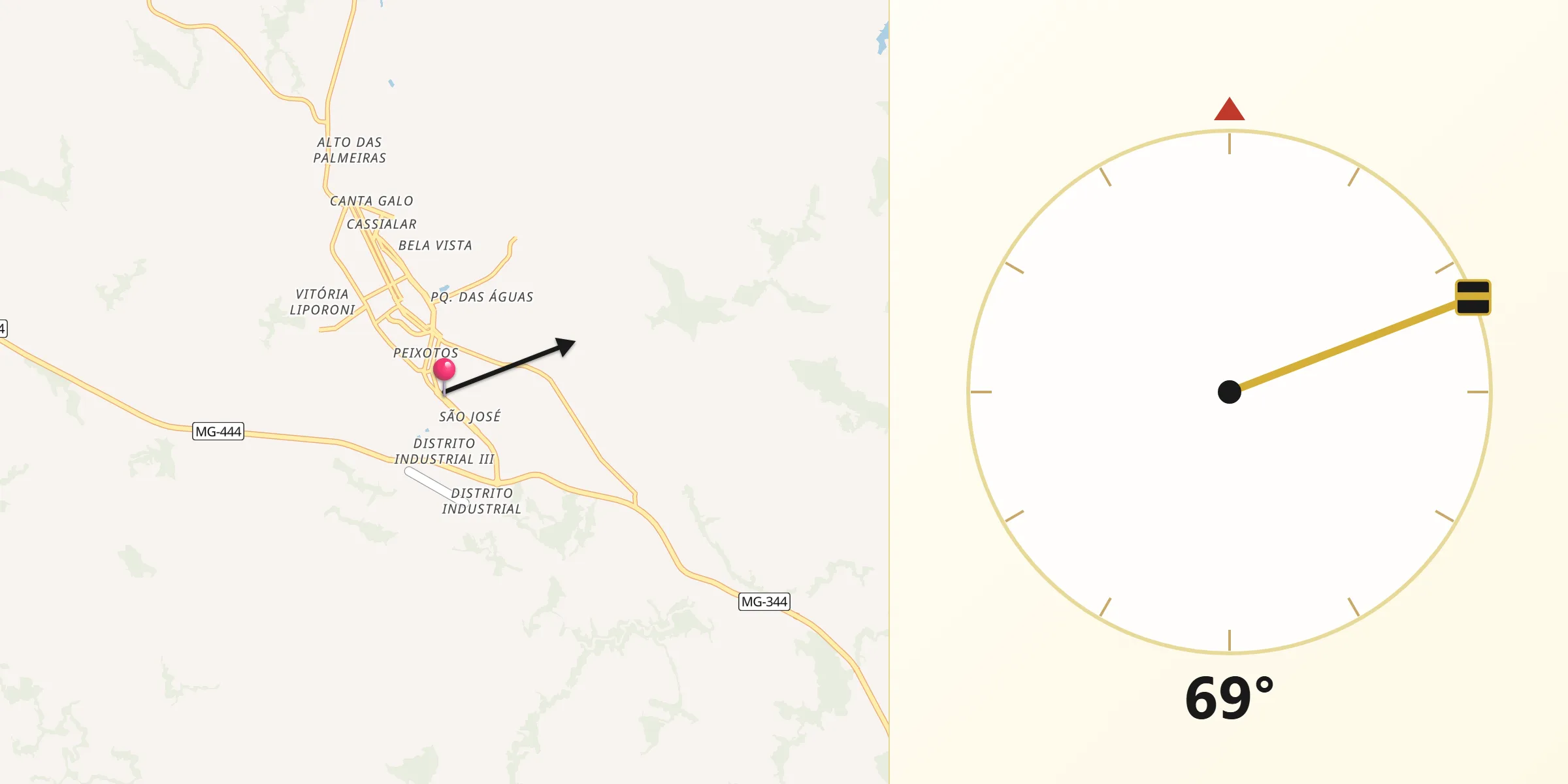 Direção da Qibla a partir de Cássia