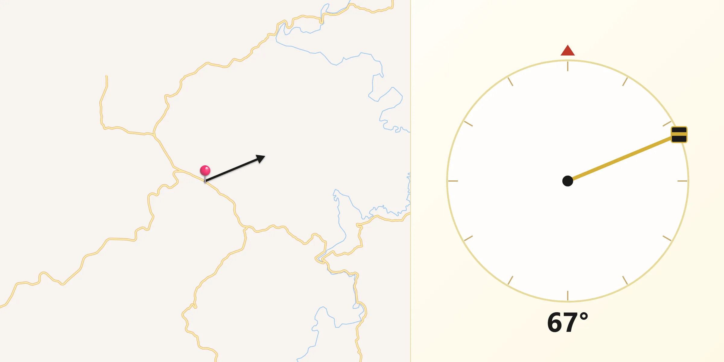 Direção da Qibla a partir de Pedra do Anta