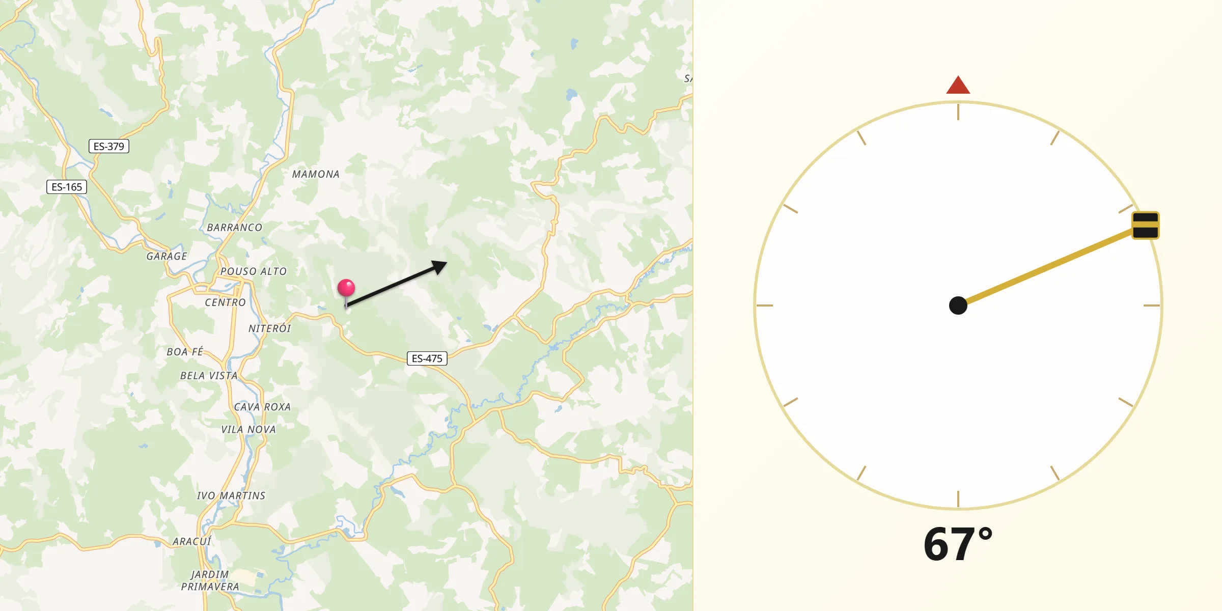 Direção da Qibla a partir de Castelo