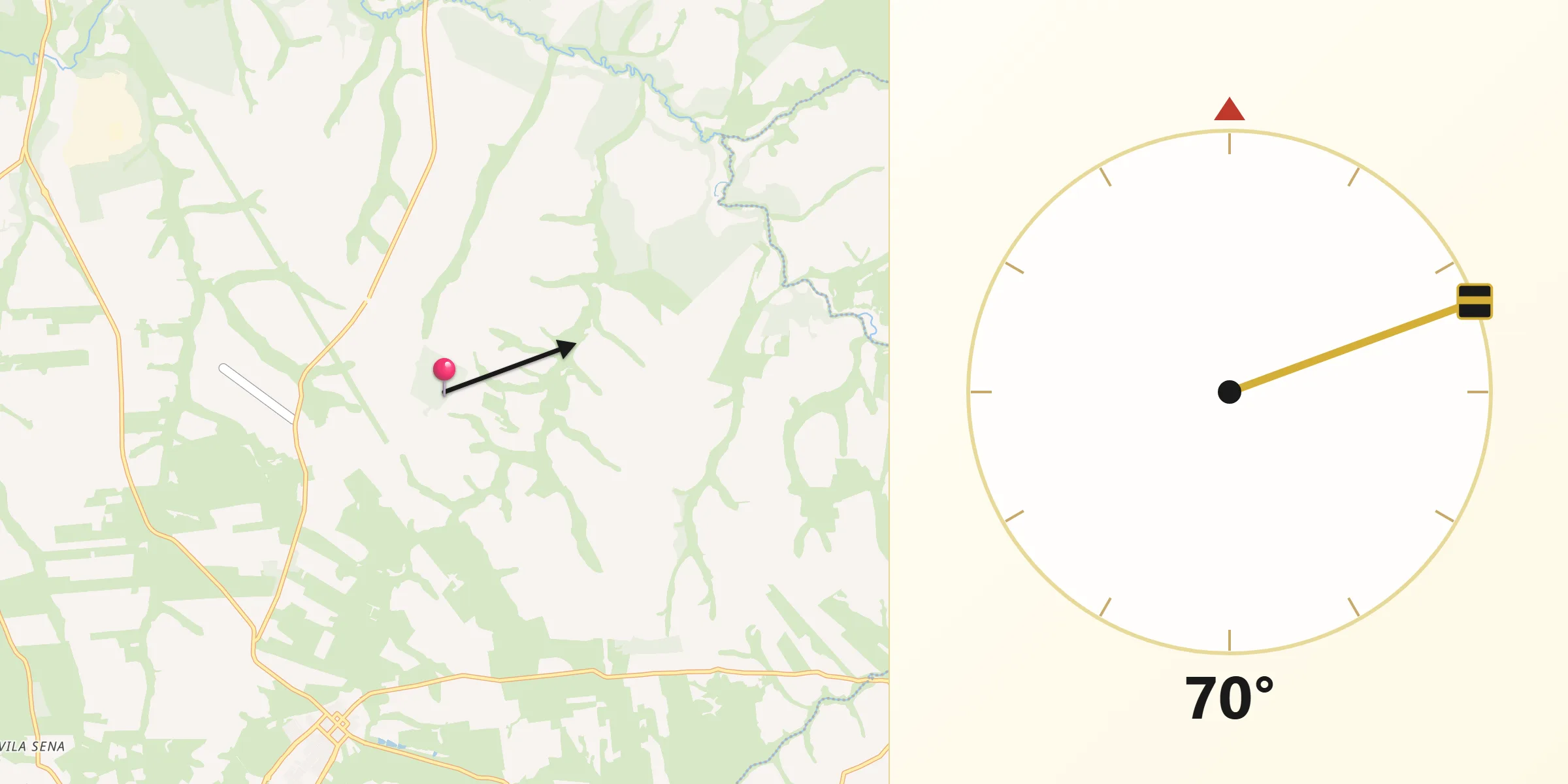 Direção da Qibla a partir de Sebastianópolis do Sul
