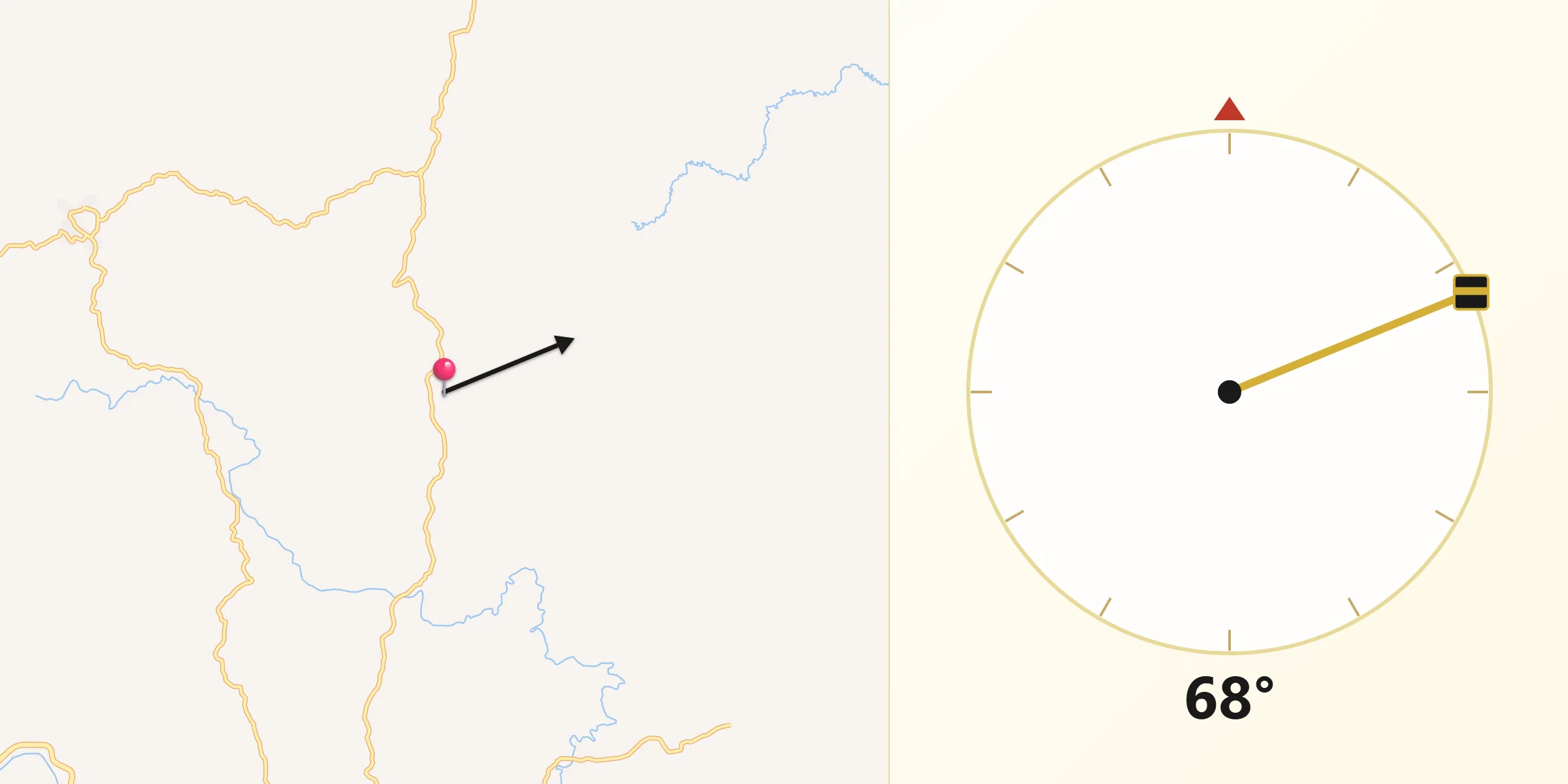 Direção da Qibla a partir de Piranga