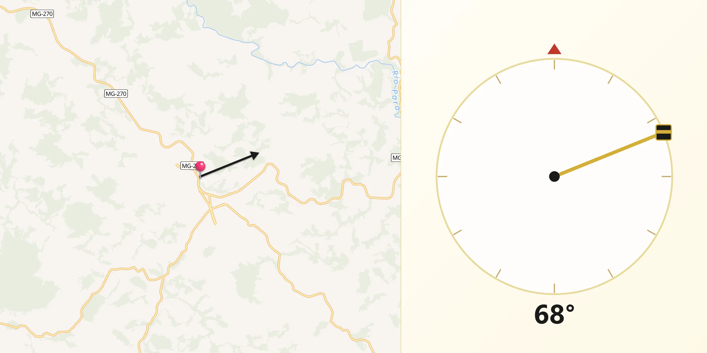 Direção da Qibla a partir de Passa Tempo
