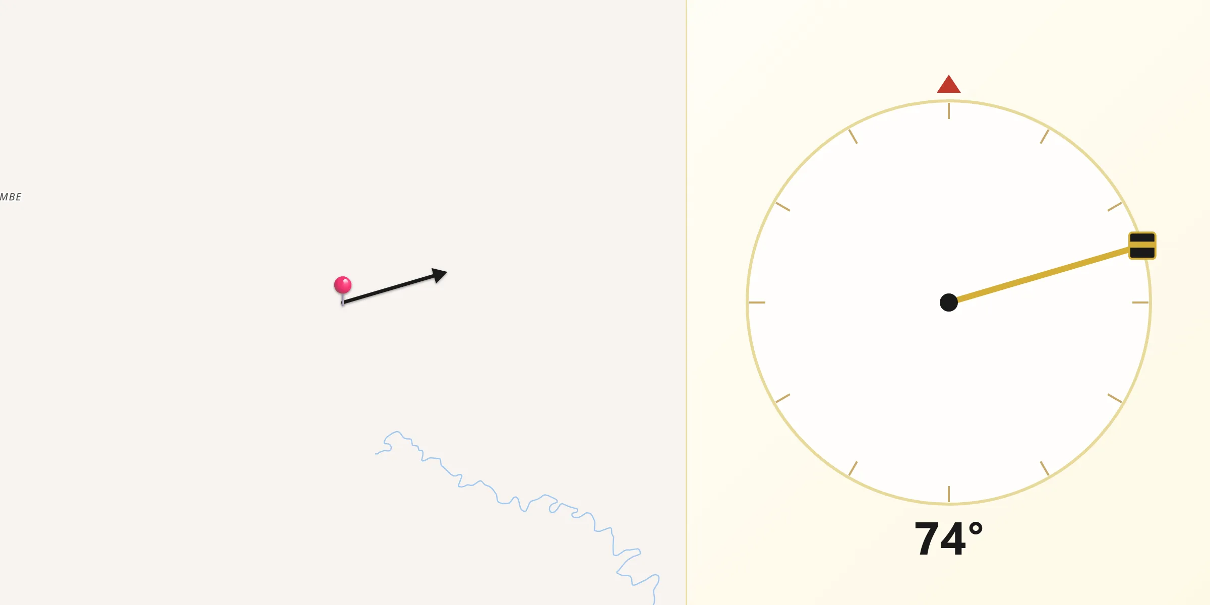 Dirección de la Qibla desde Provincia Luis Calvo