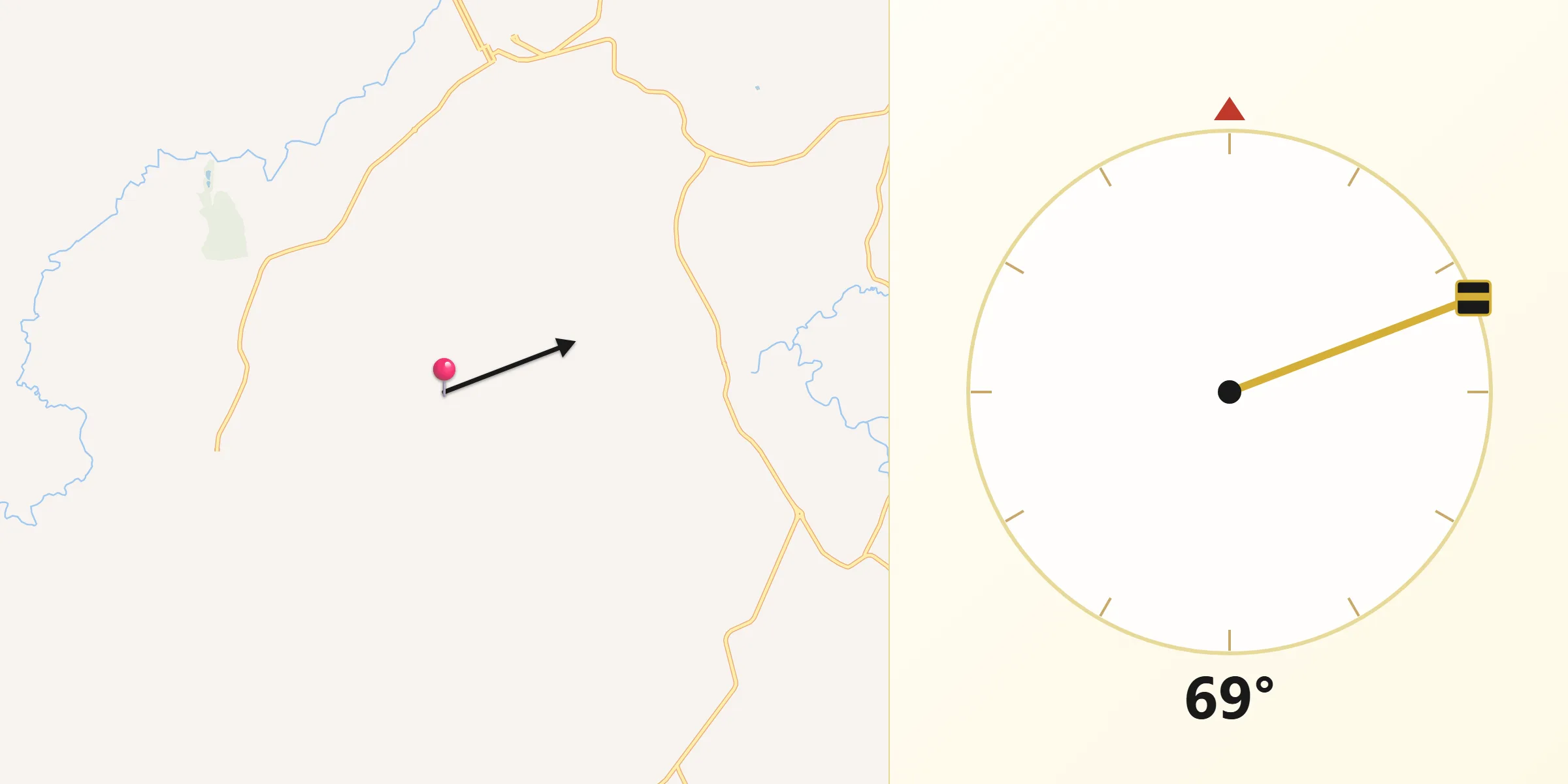Direção da Qibla a partir de Patrocínio Paulista