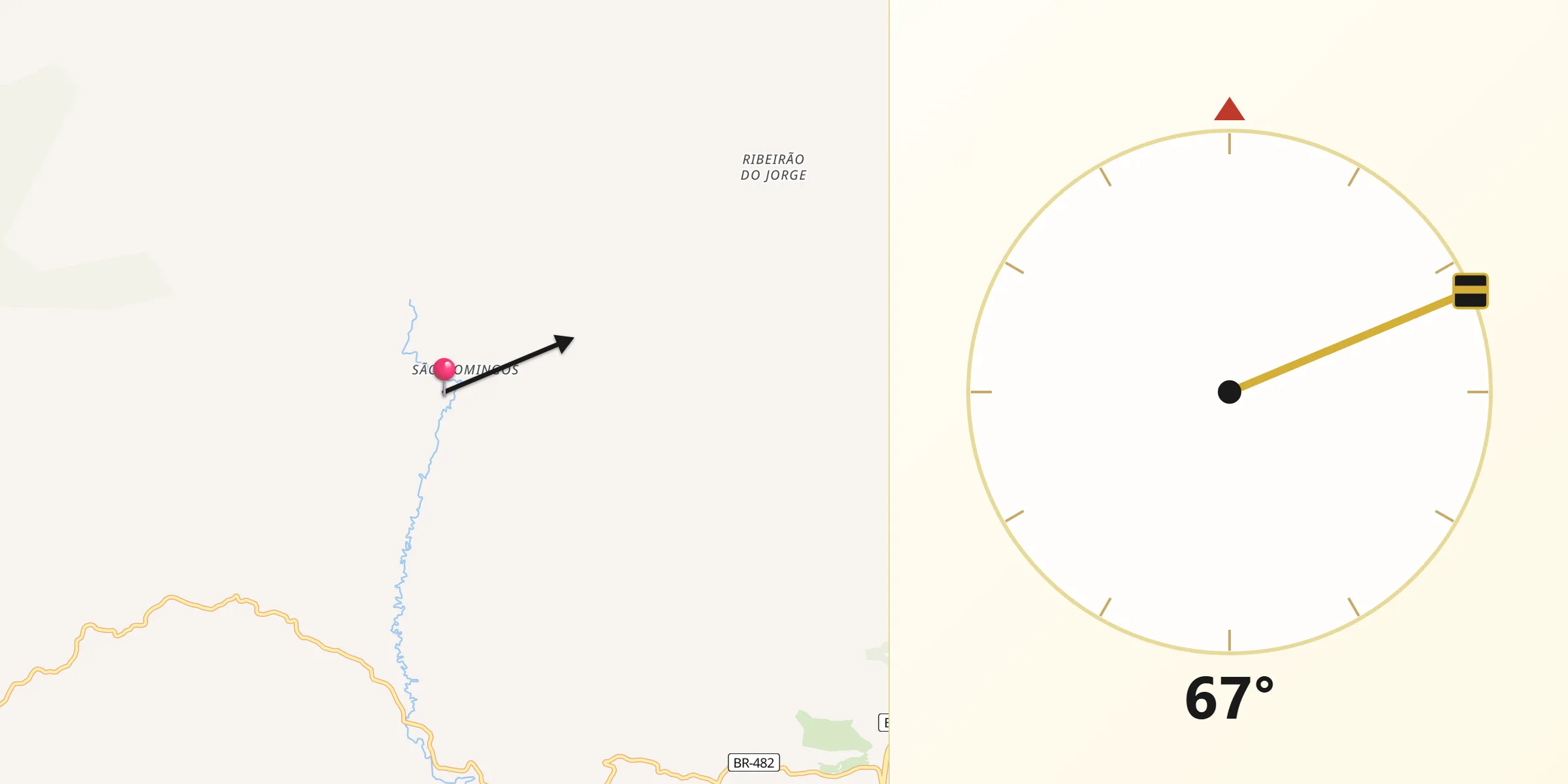 Direção da Qibla a partir de Fervedouro