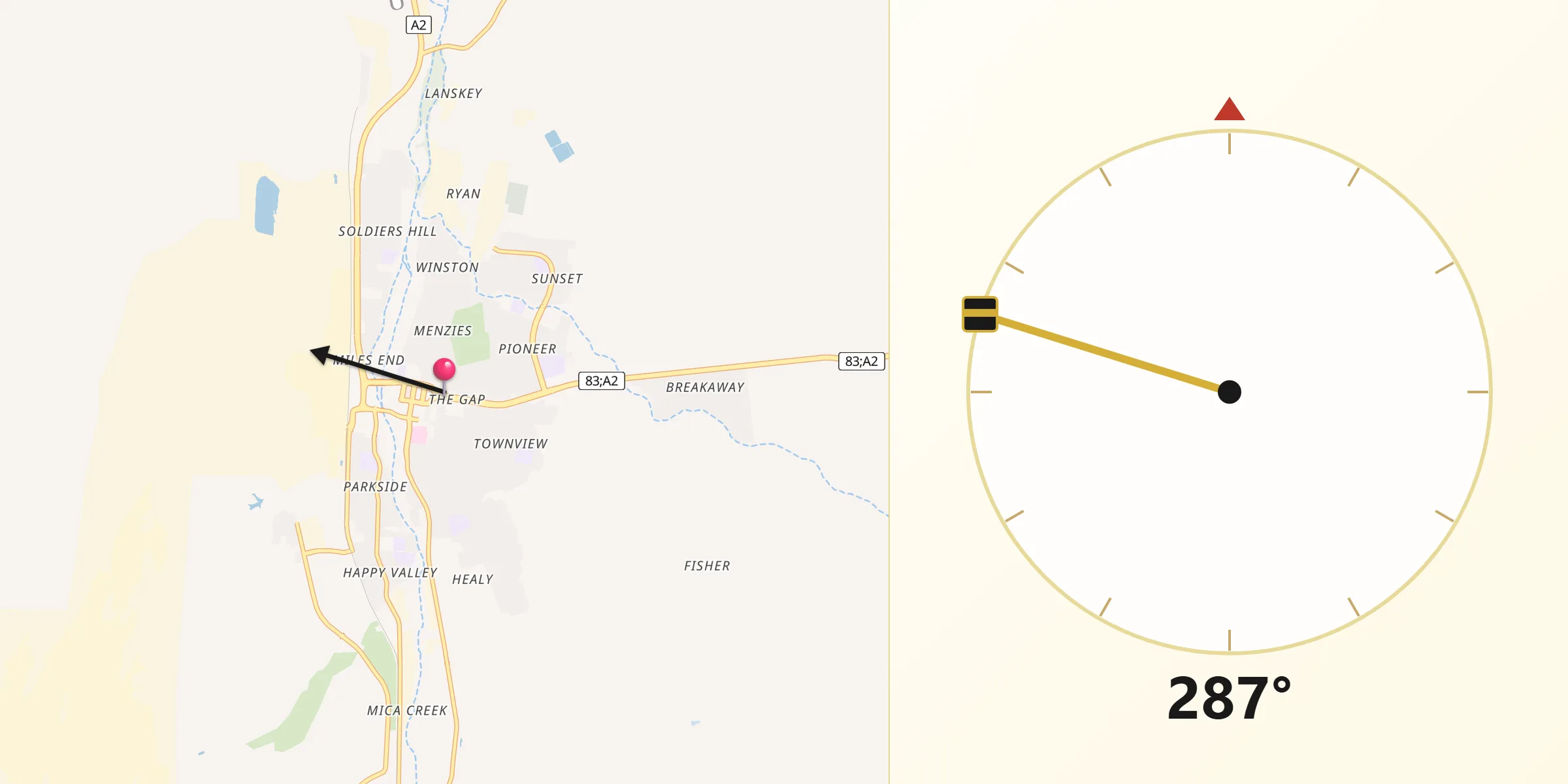 Qibla Direction from Mount Isa