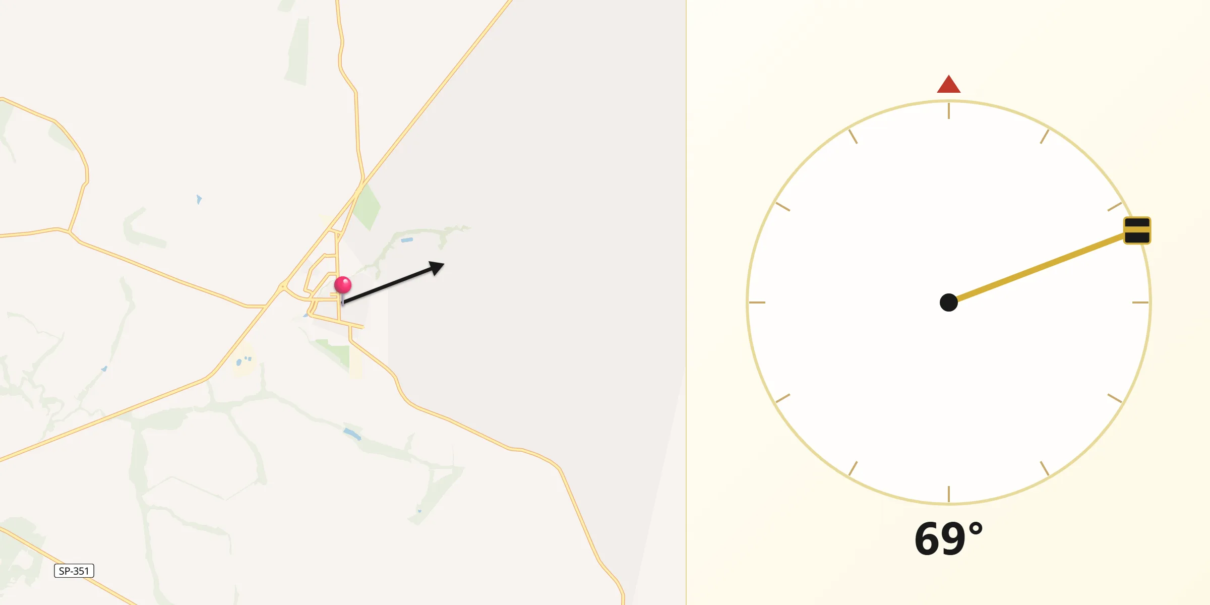 Direção da Qibla a partir de Nuporanga