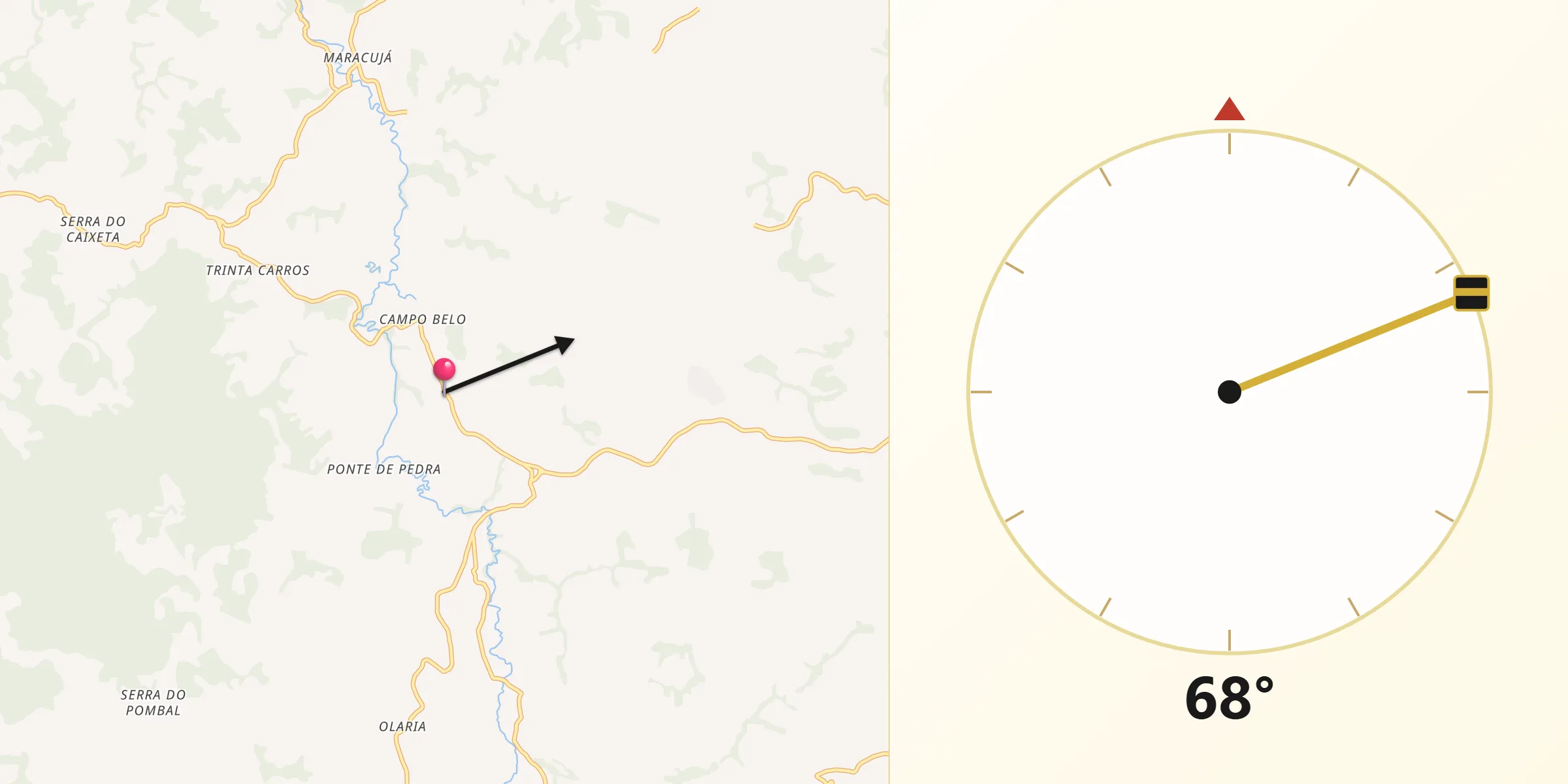 Direção da Qibla a partir de Queluzito