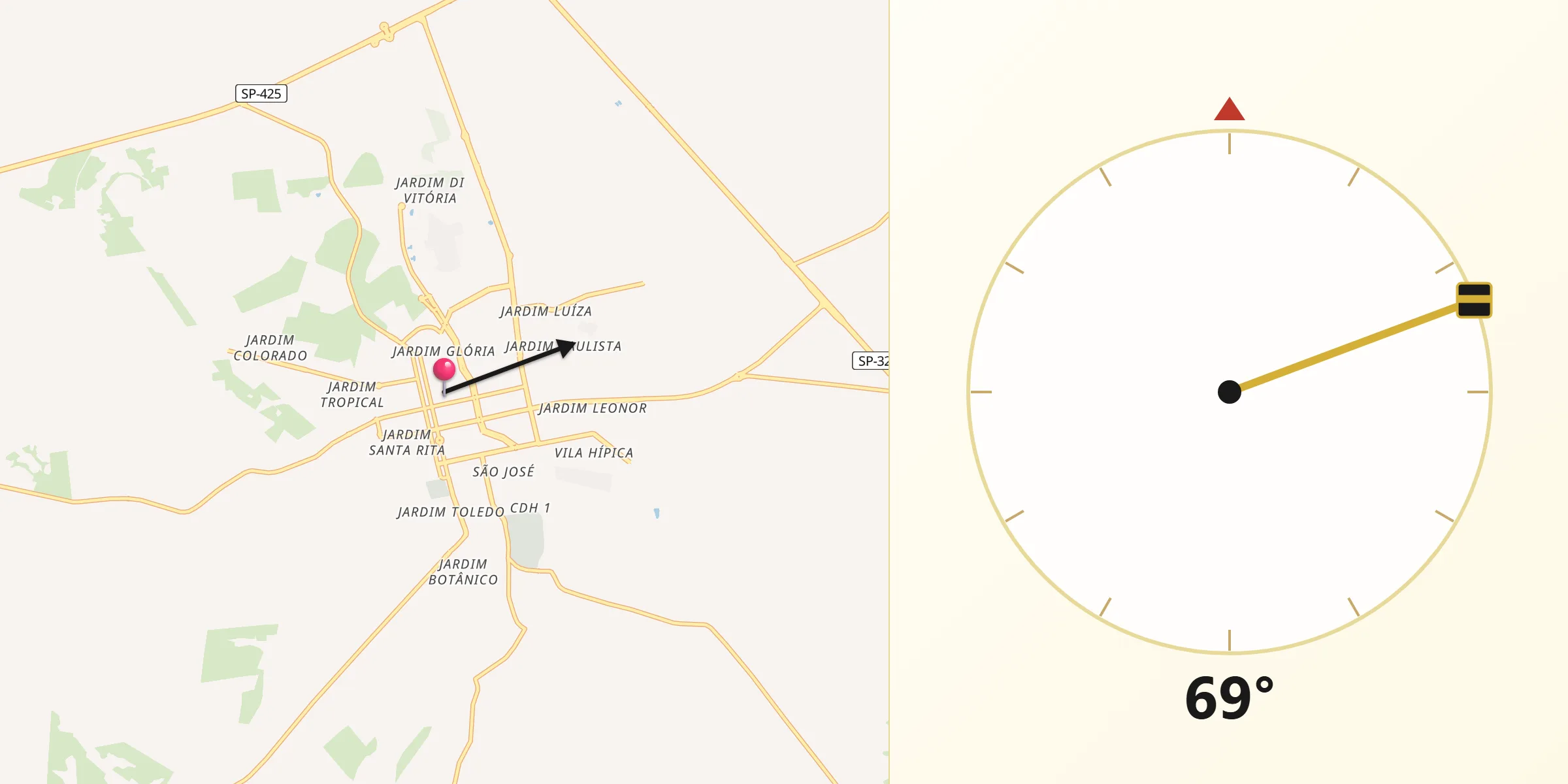 Direção da Qibla a partir de Olímpia