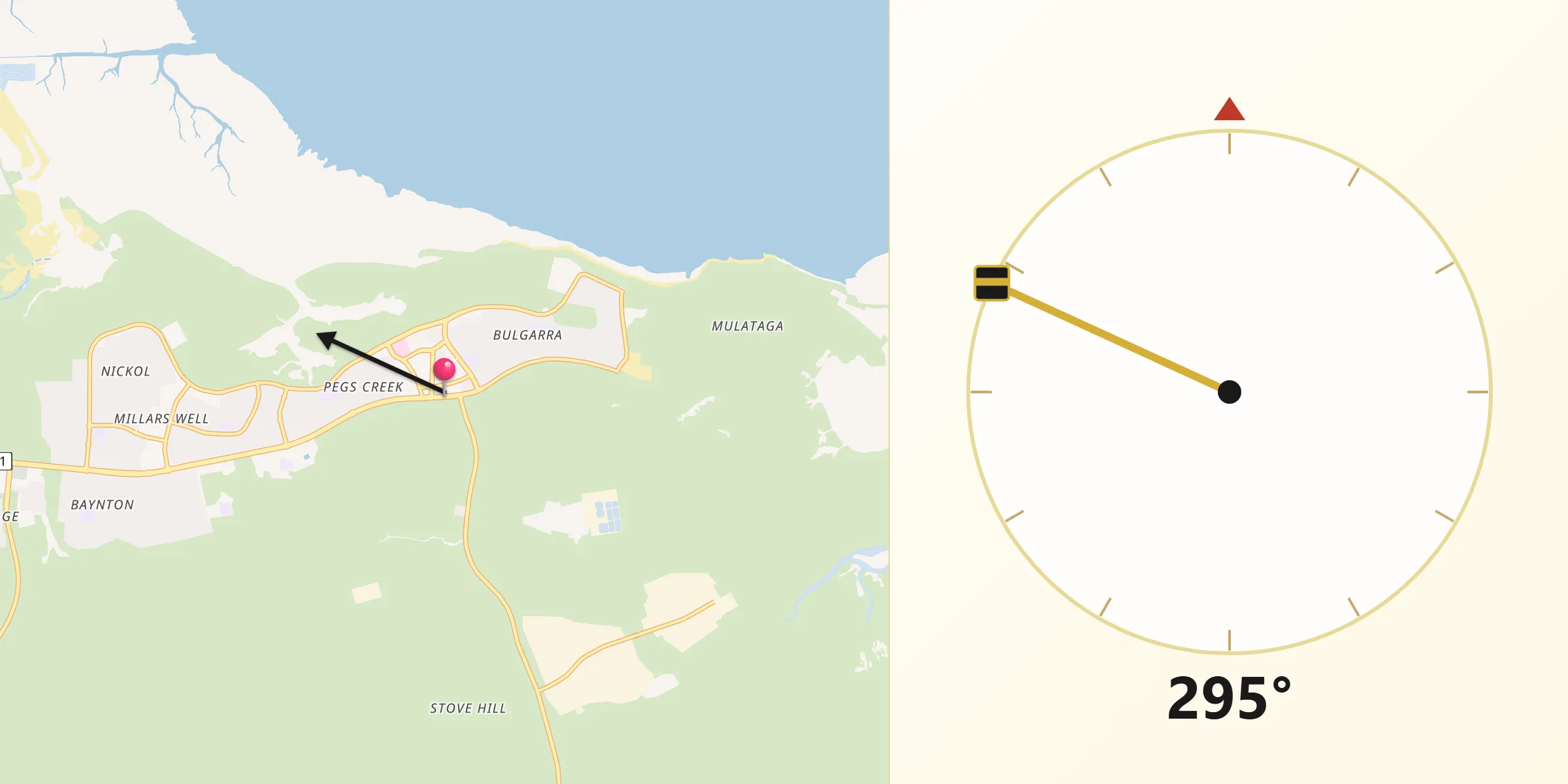 Qibla Direction from Karratha