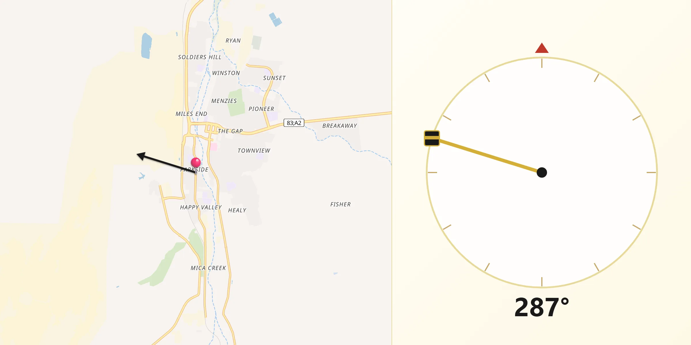 Qibla Direction from Parkside