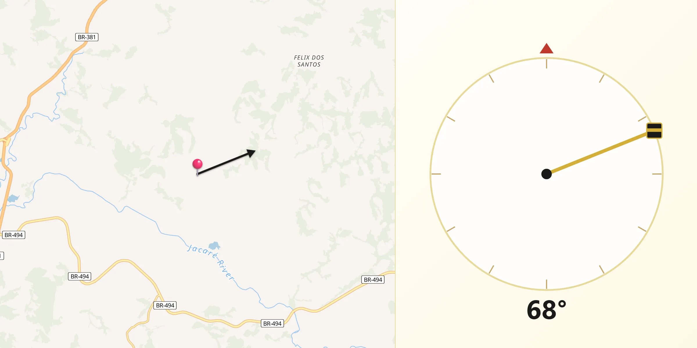 Direção da Qibla a partir de Oliveira