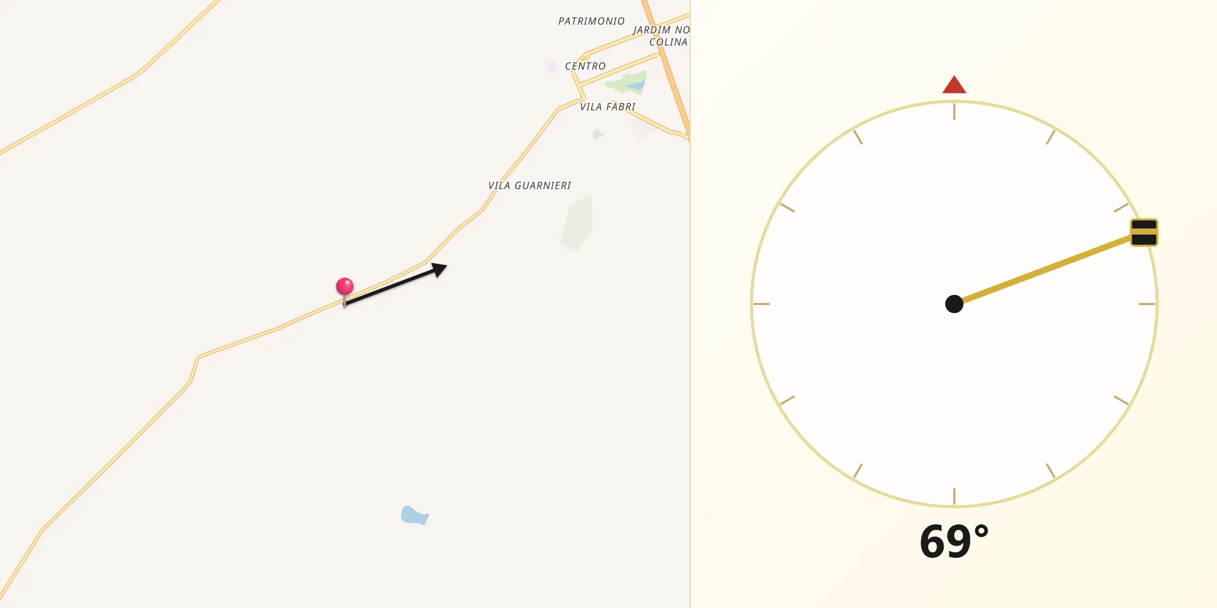 Direção da Qibla a partir de Colina