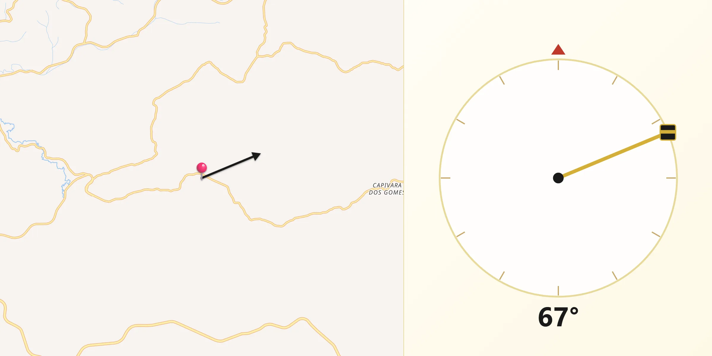 Direção da Qibla a partir de Cajuri