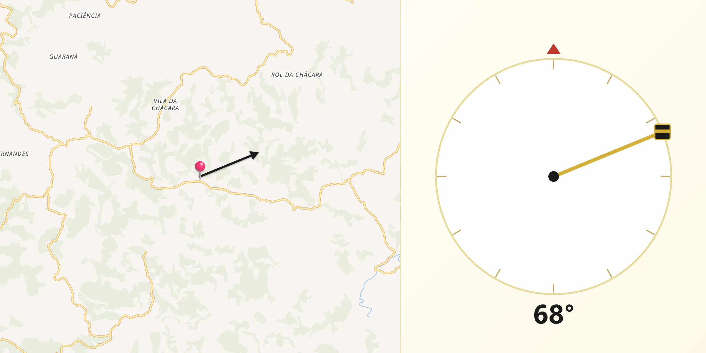 Direção da Qibla a partir de Santana dos Montes