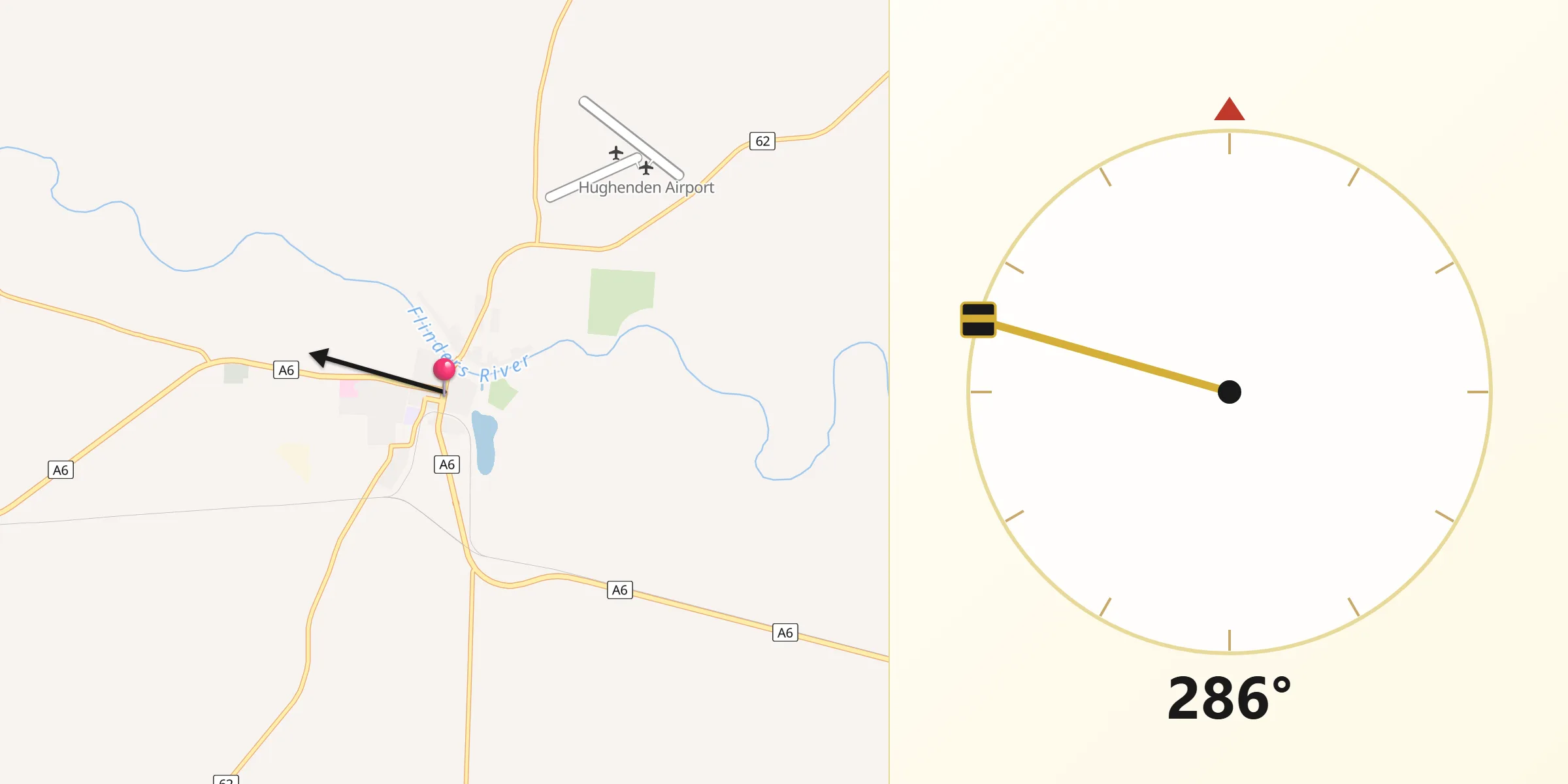 Qibla Direction from Hughenden