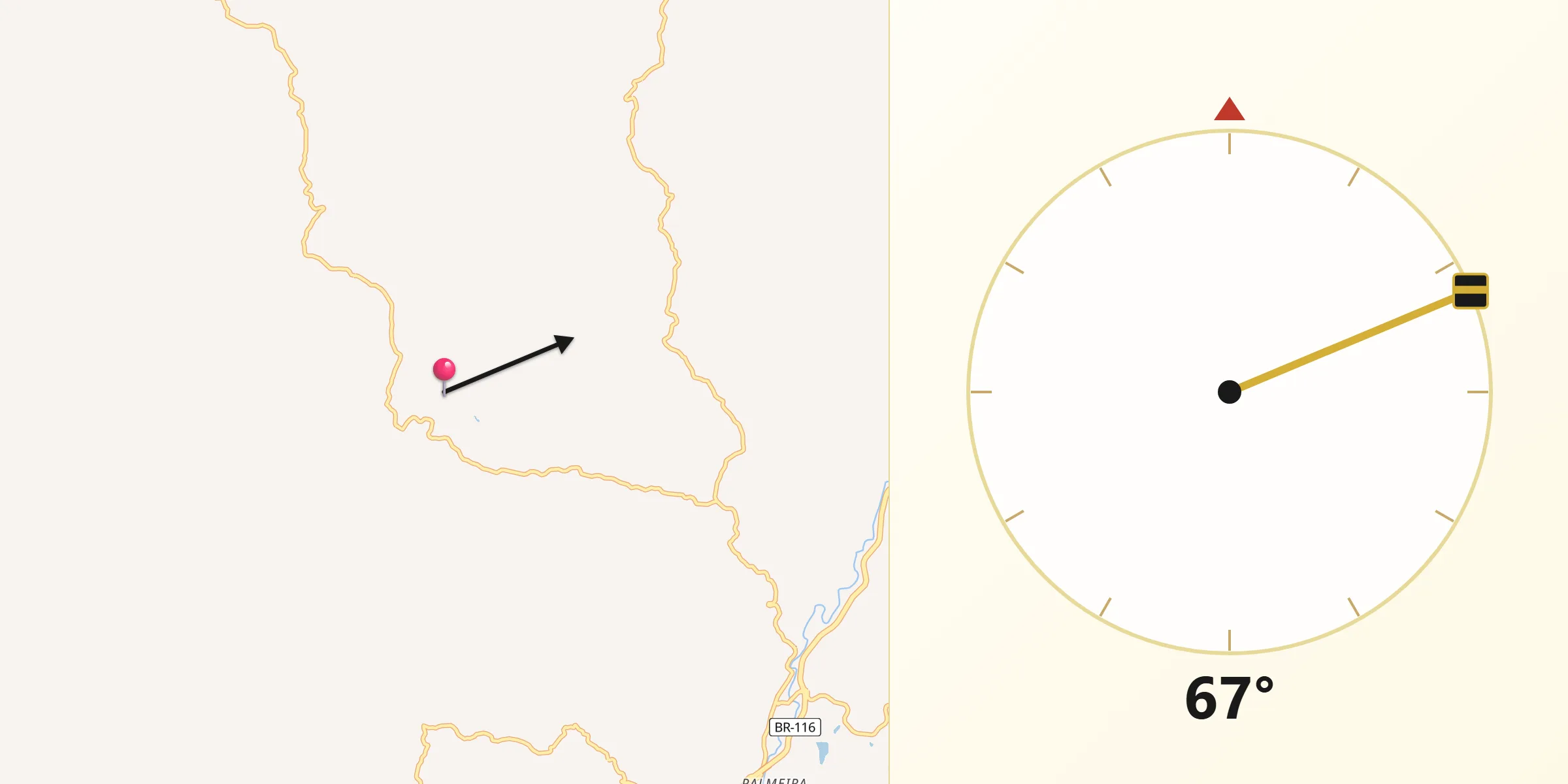 Direção da Qibla a partir de Miradouro