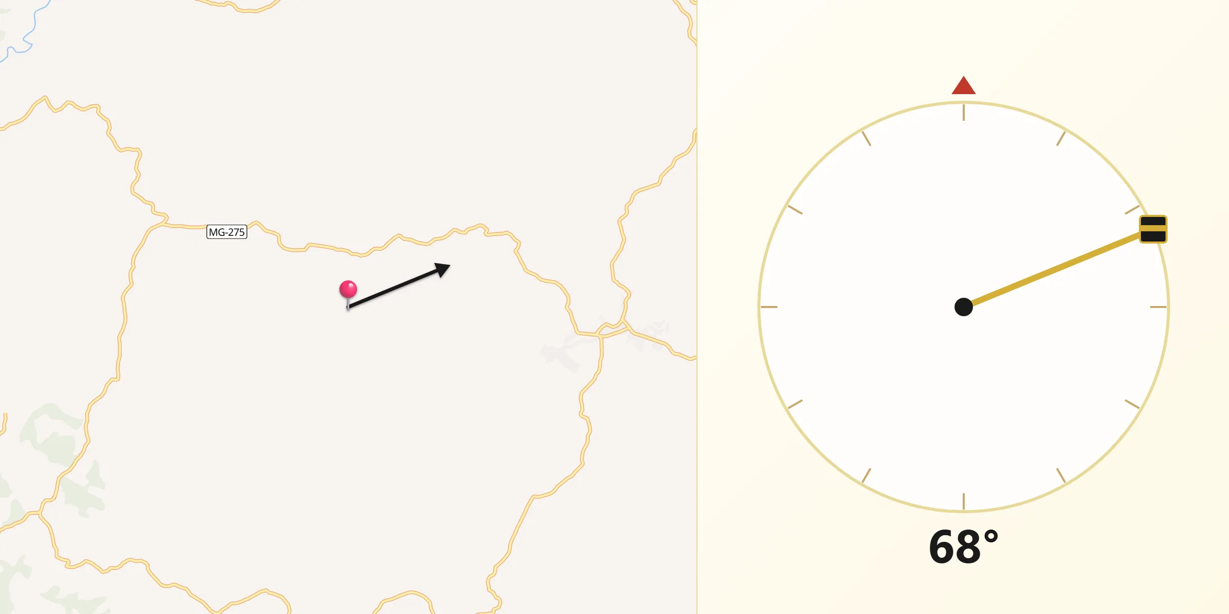 Direção da Qibla a partir de Rio Espera
