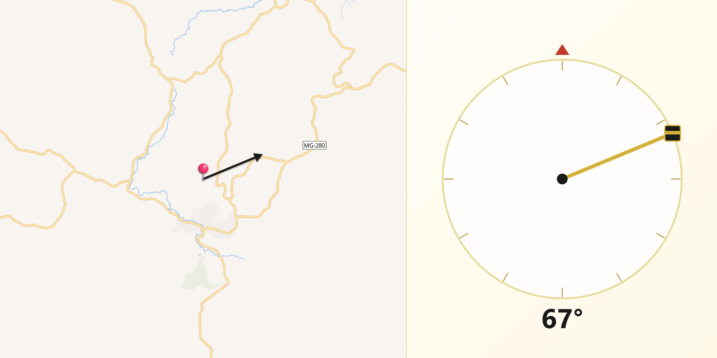 Direção da Qibla a partir de Paula Cândido