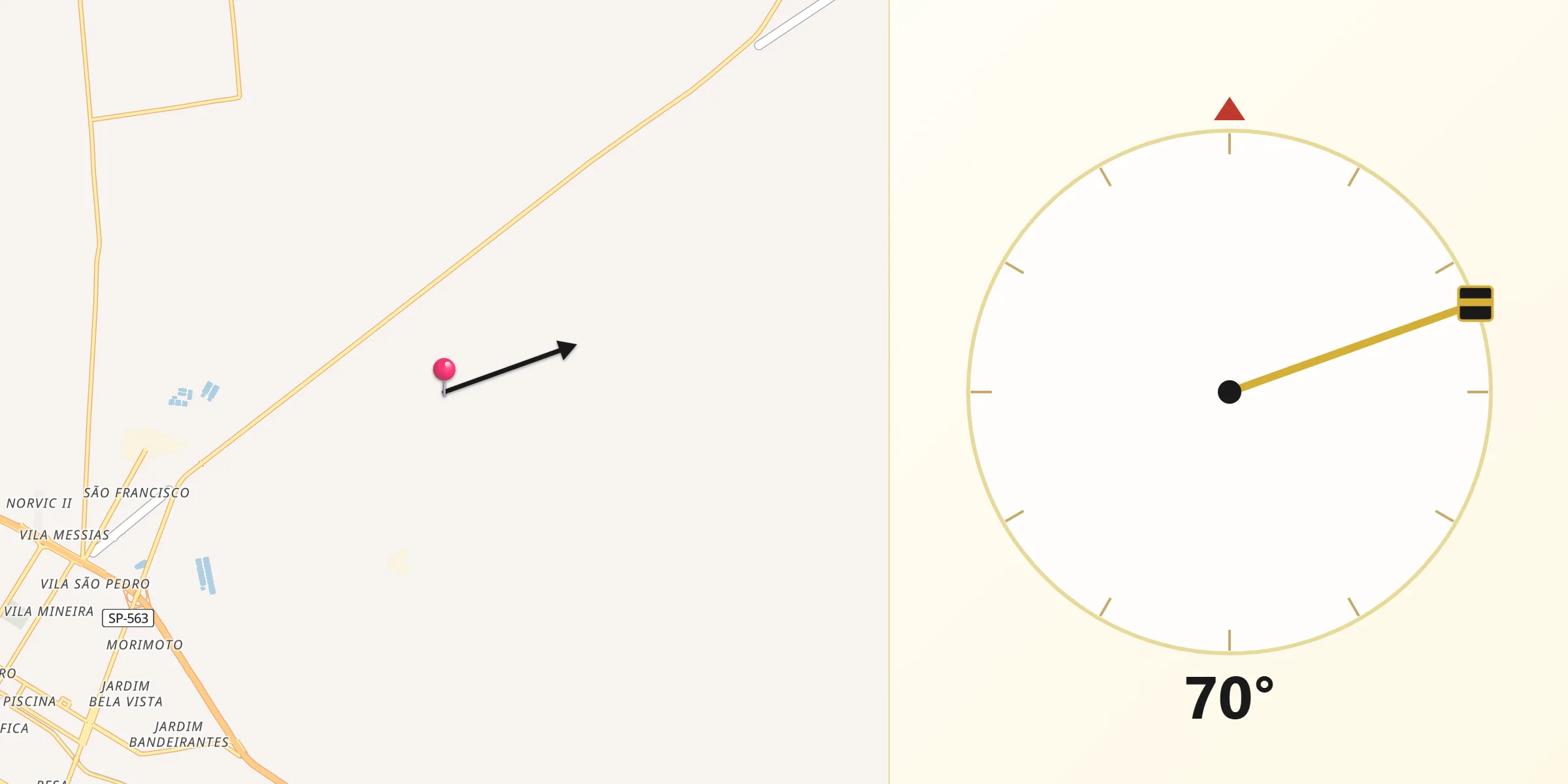 Direção da Qibla a partir de Andradina