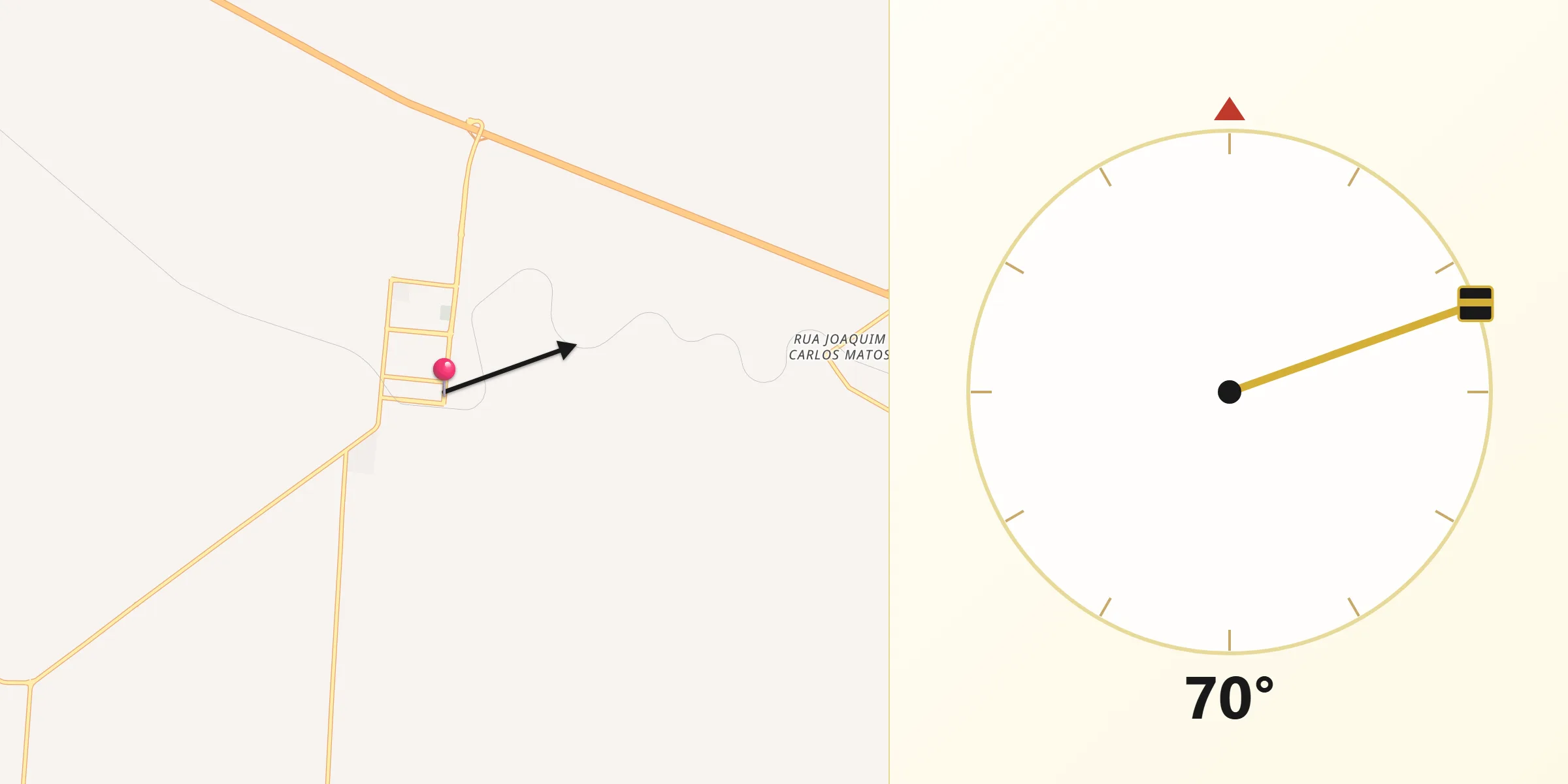 Direção da Qibla a partir de Castilho