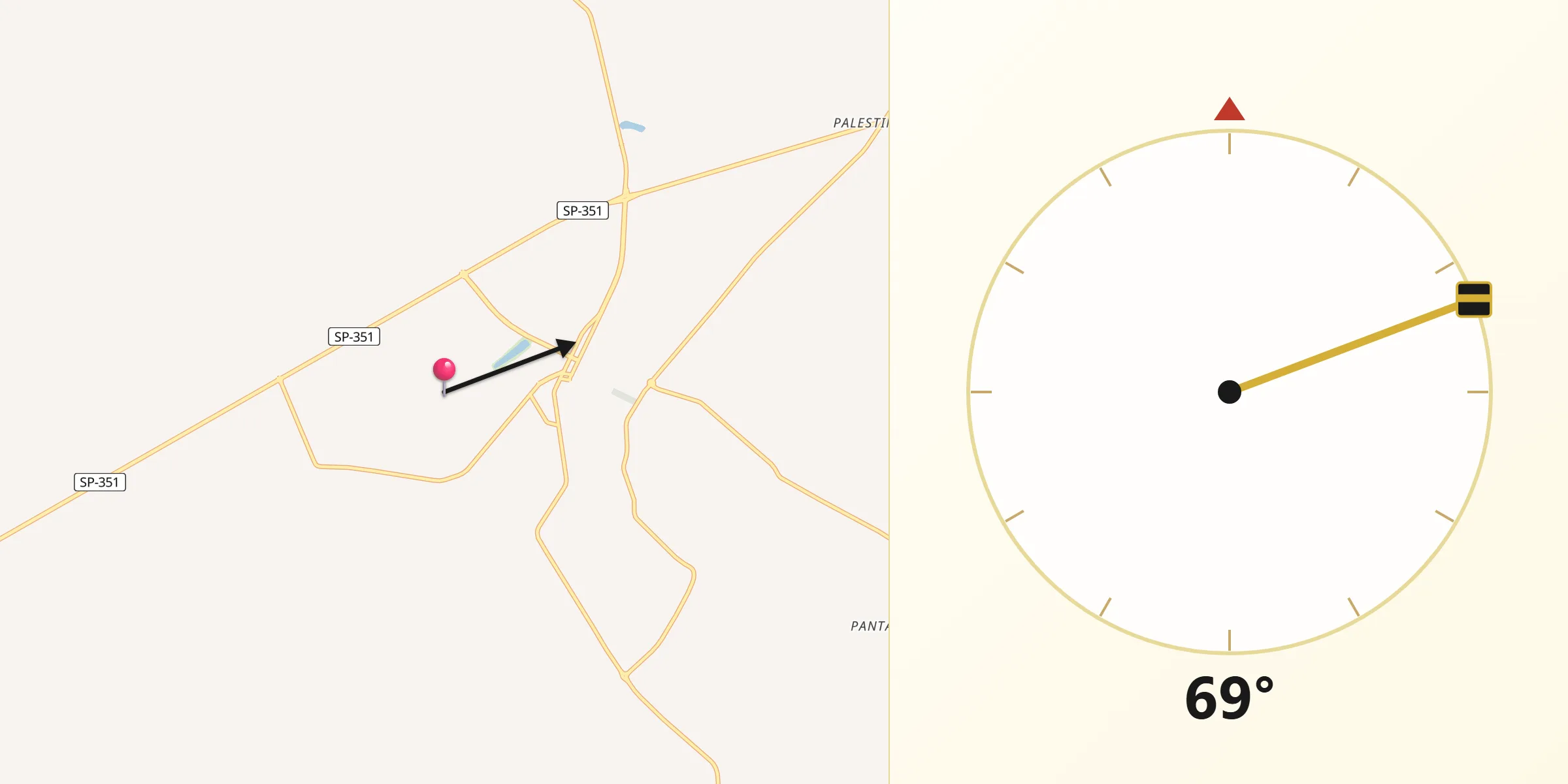 Direção da Qibla a partir de Viradouro