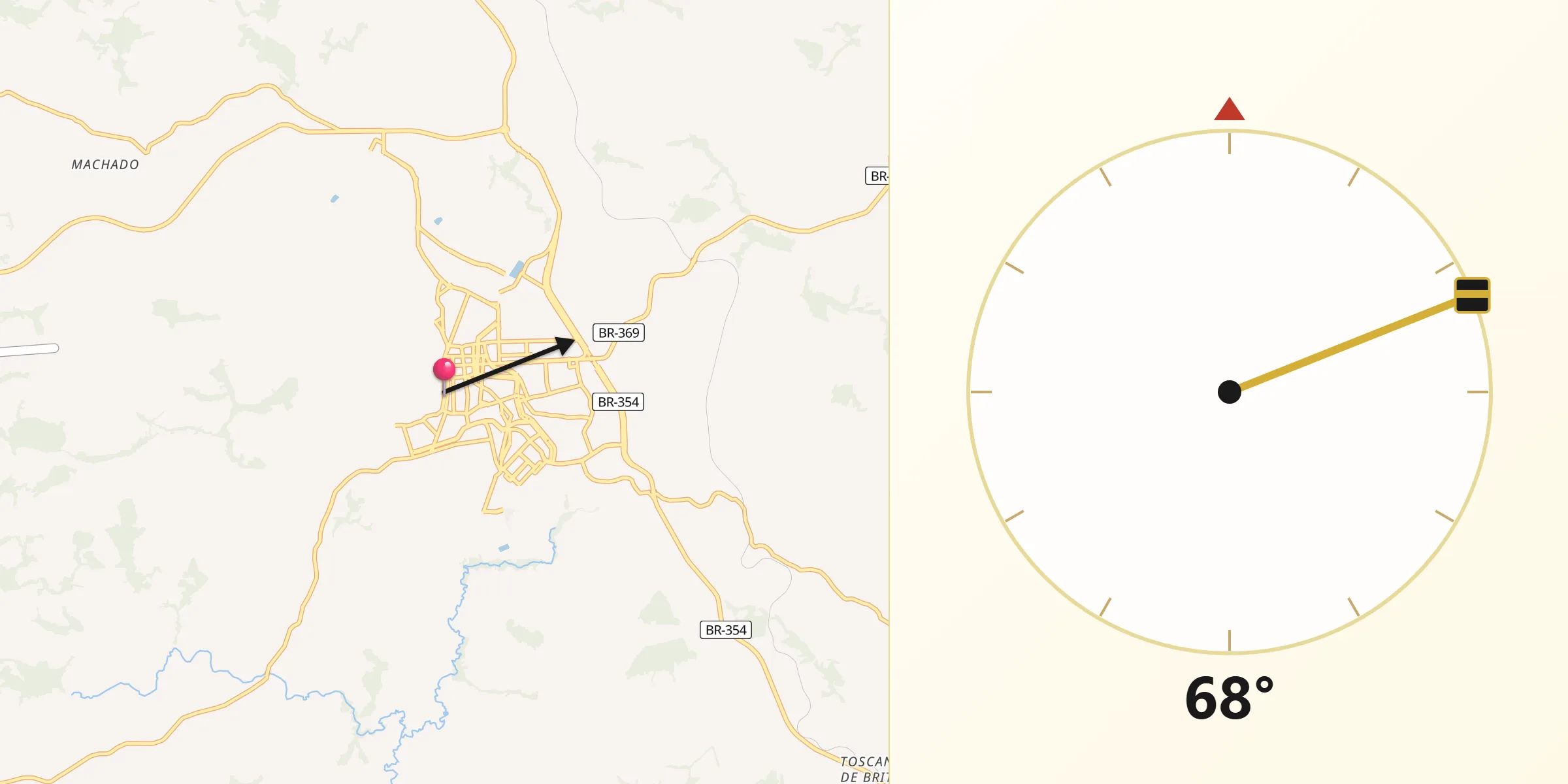 Direção da Qibla a partir de Campo Belo