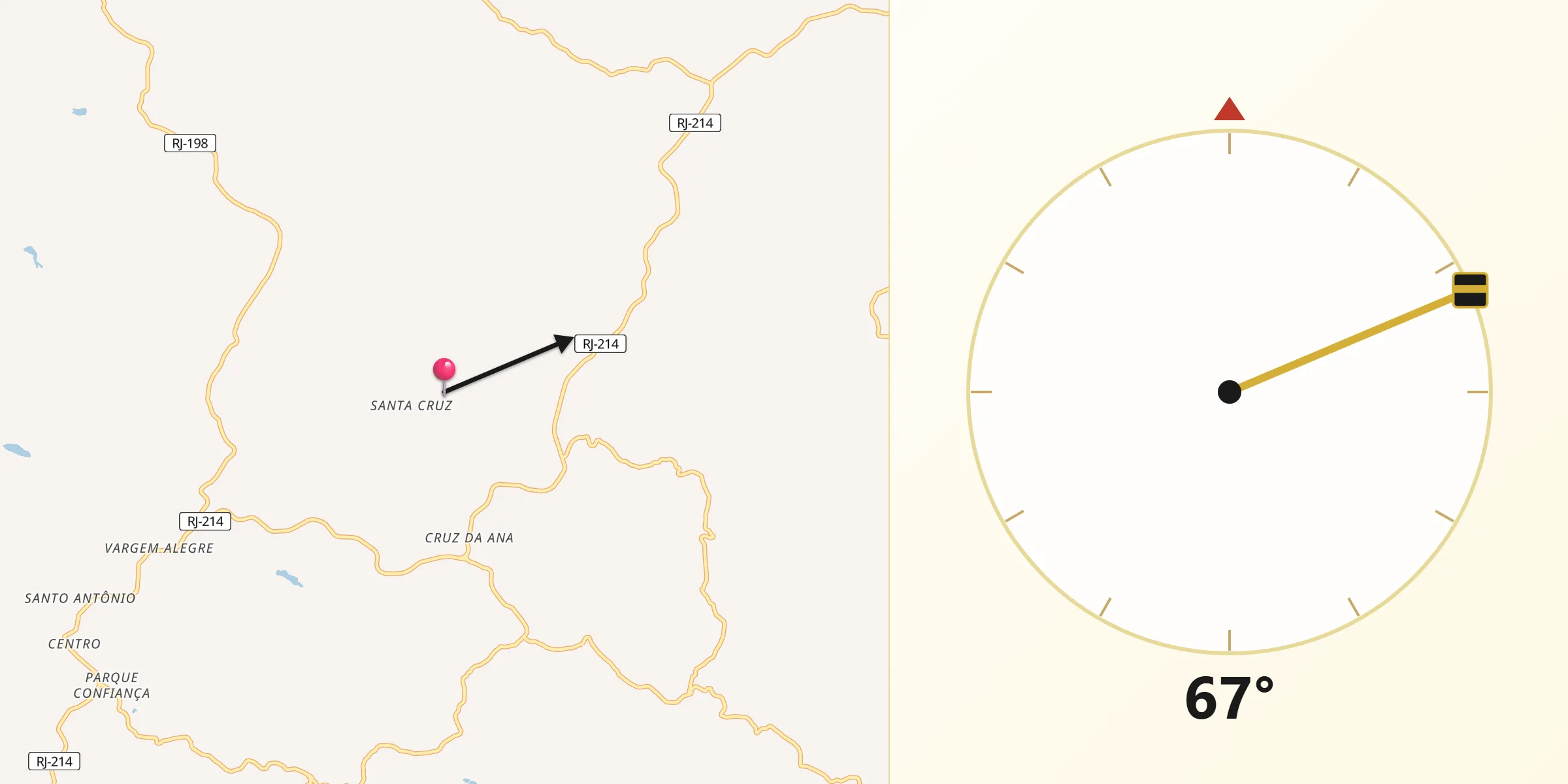 Direção da Qibla a partir de Varre-Sai