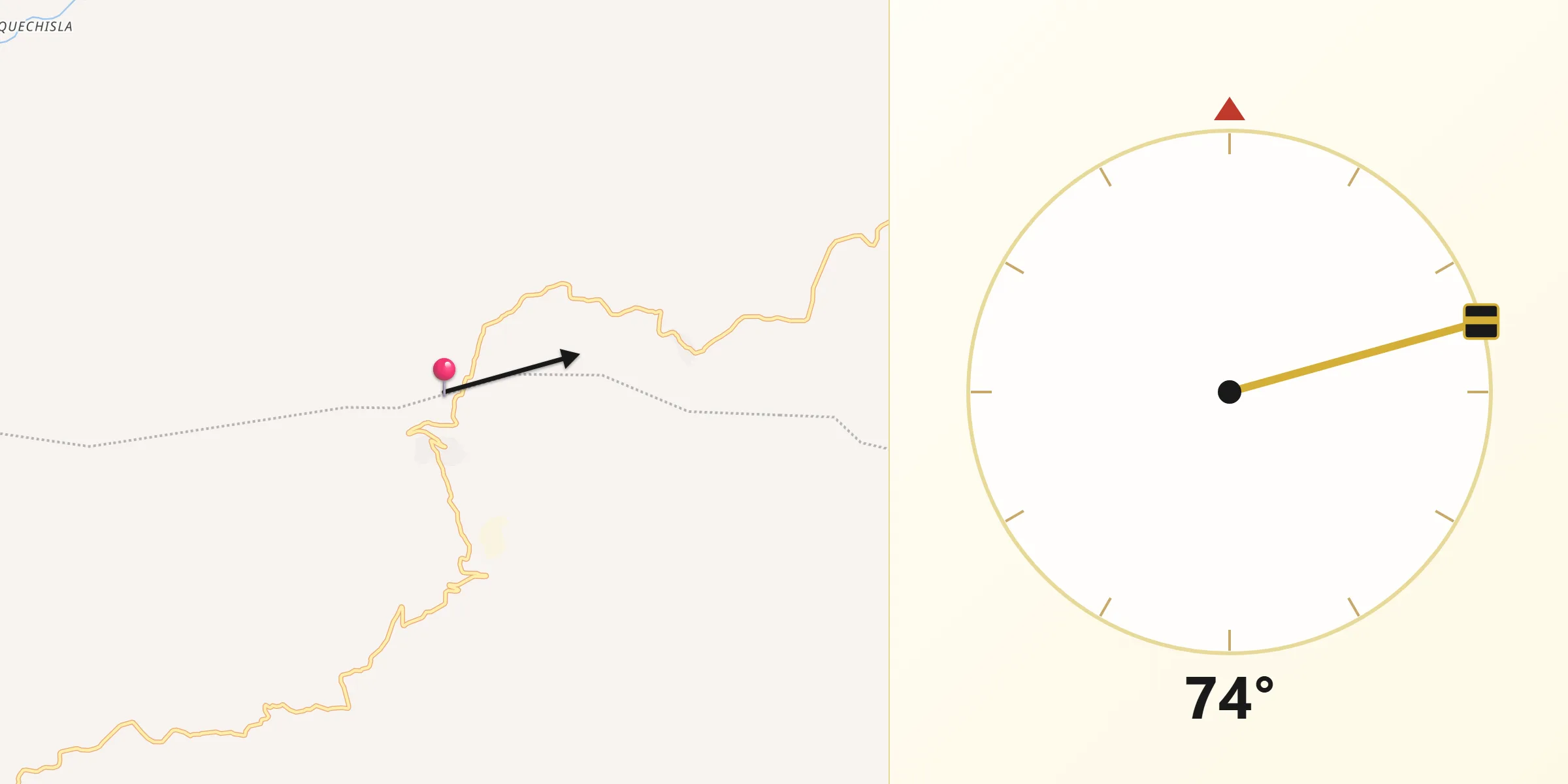 Dirección de la Qibla desde Santa Bárbara