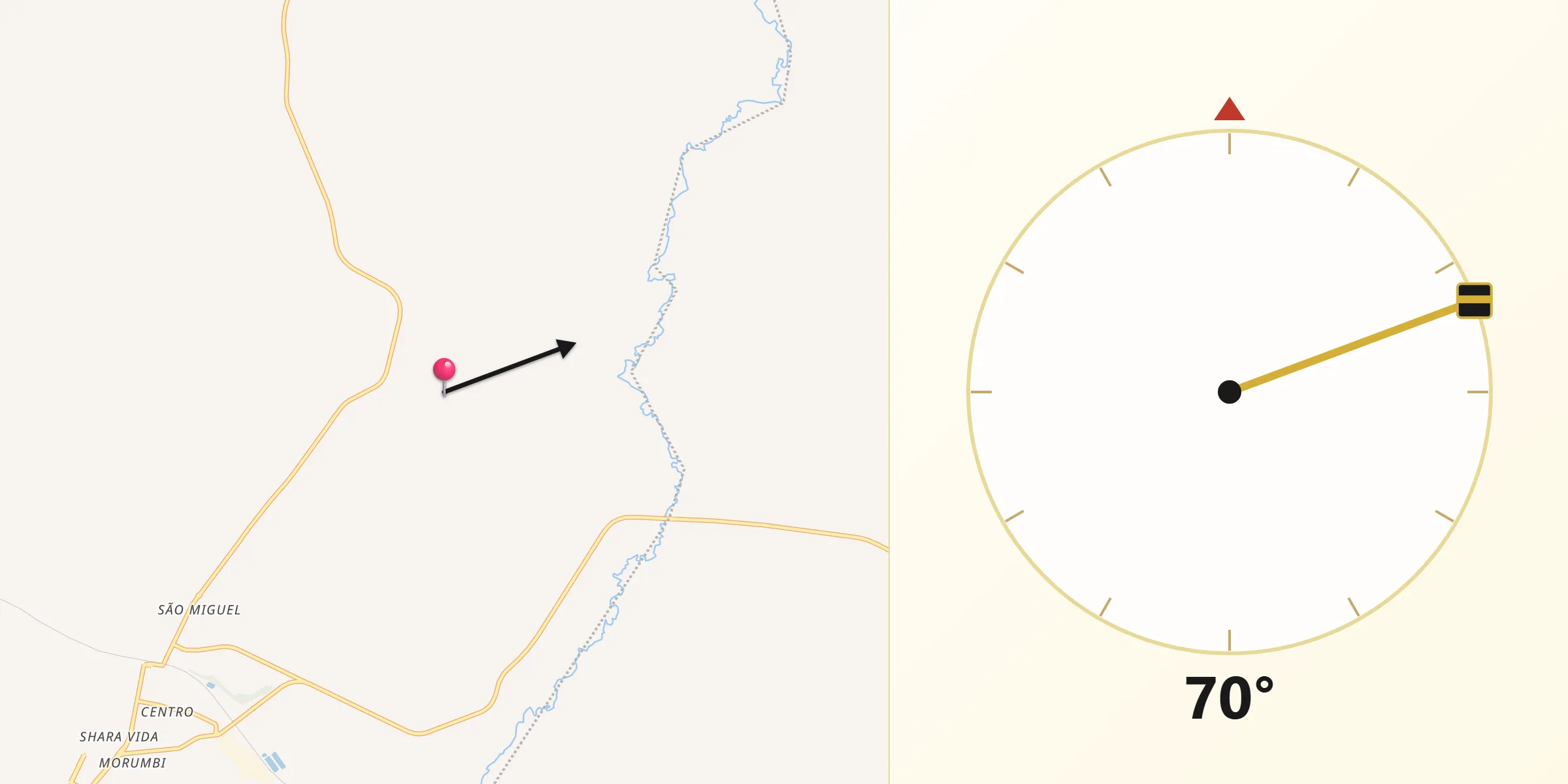 Direção da Qibla a partir de Uchoa