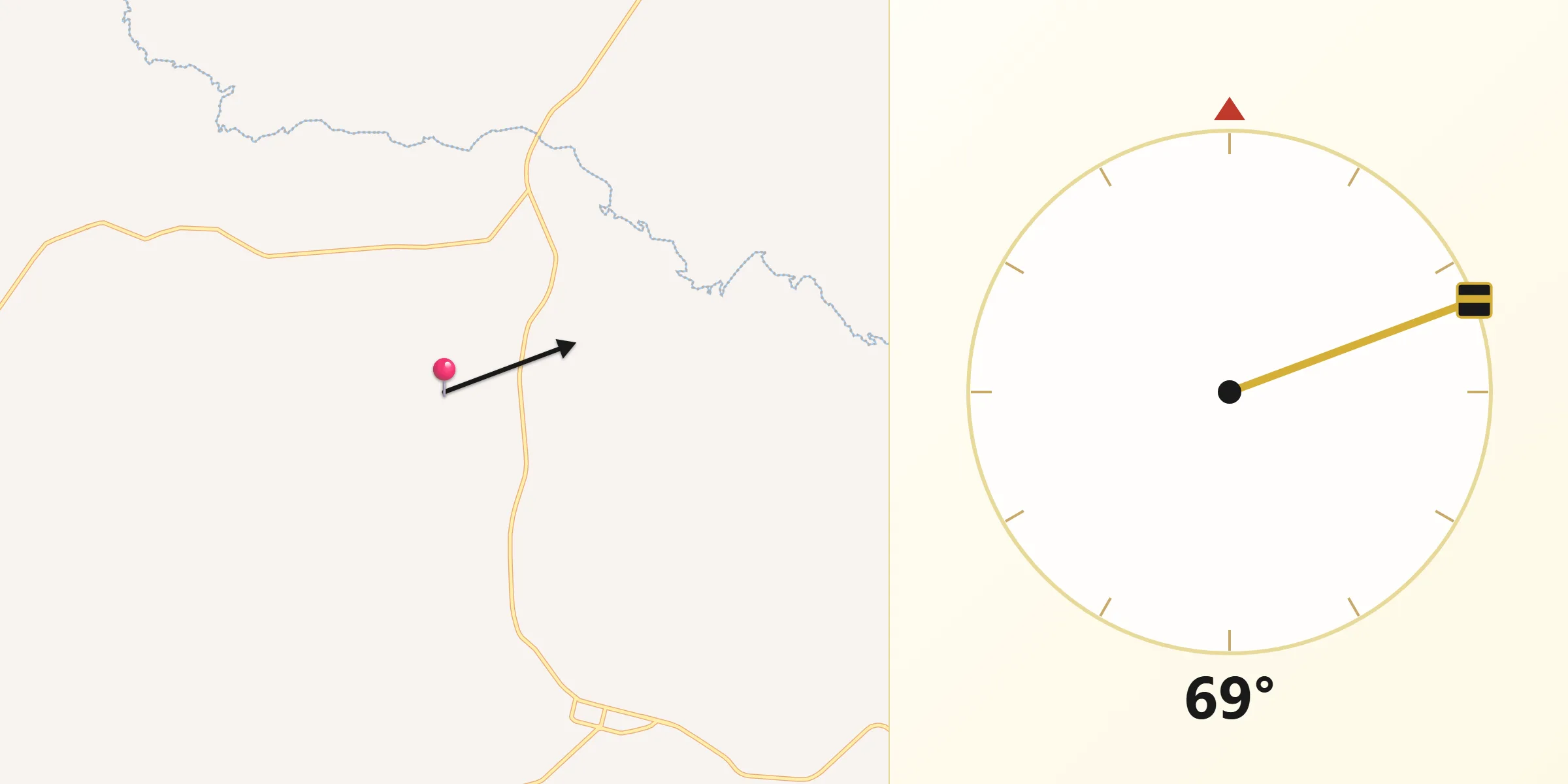 Direção da Qibla a partir de Embaúba