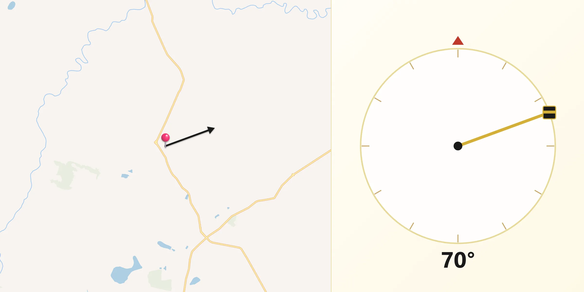 Direção da Qibla a partir de Lourdes